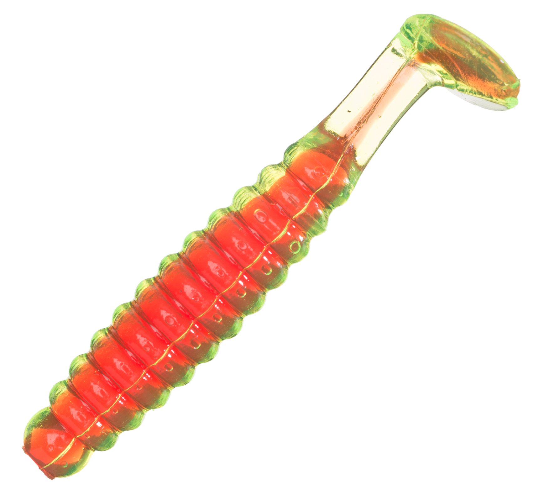 Charlie Brewers Crappie Slider Grub - 1-1/2 - Chartreuse/Red Core
