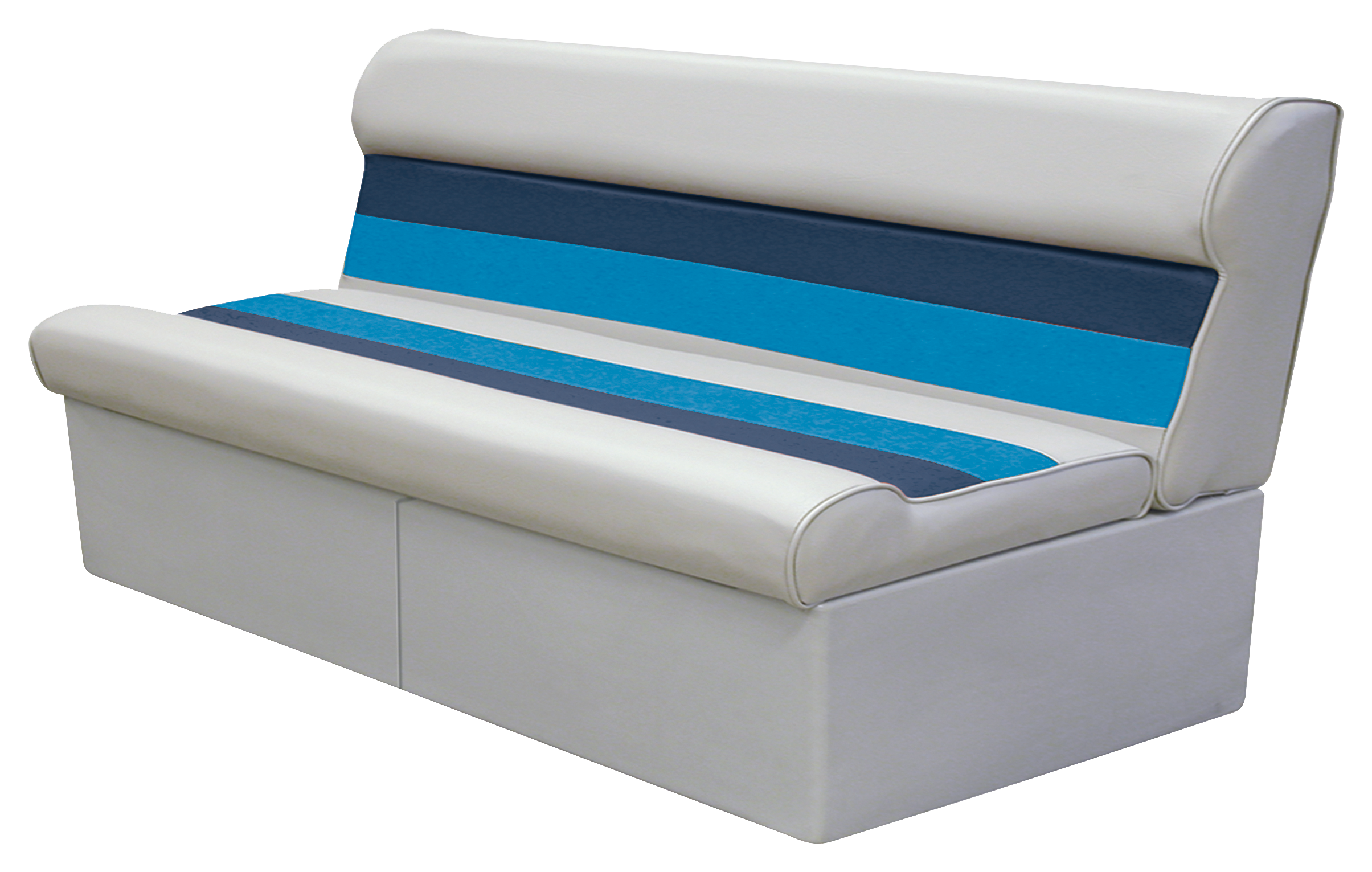 Image of Wise Deluxe Pontoon 55' Bench and Base Seat - White/Navy/Blue