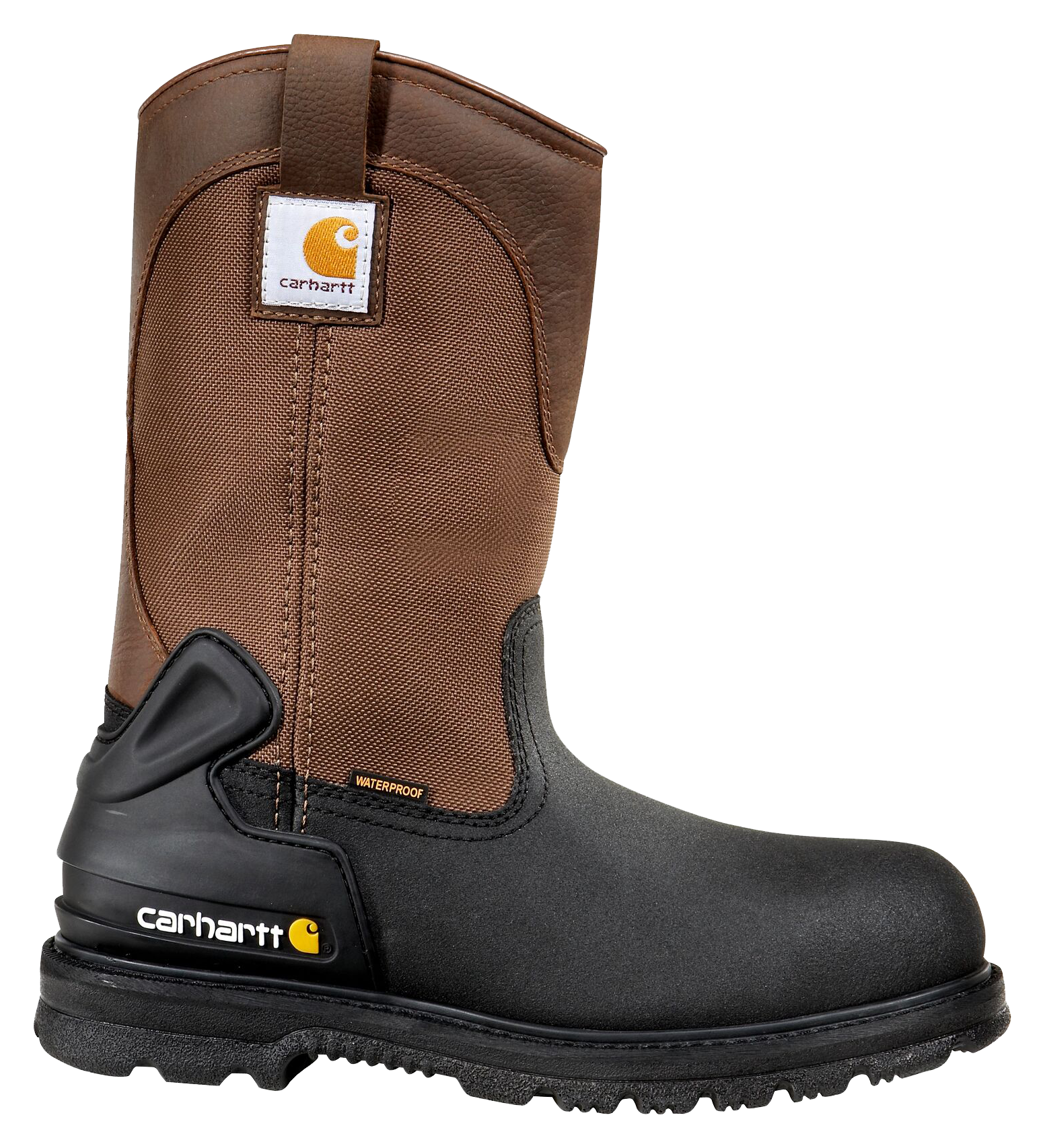 Image of Carhartt Core 11' Insulated Waterproof Steel Toe Wellington Work Boots for Men - Bison/Brown - 10M