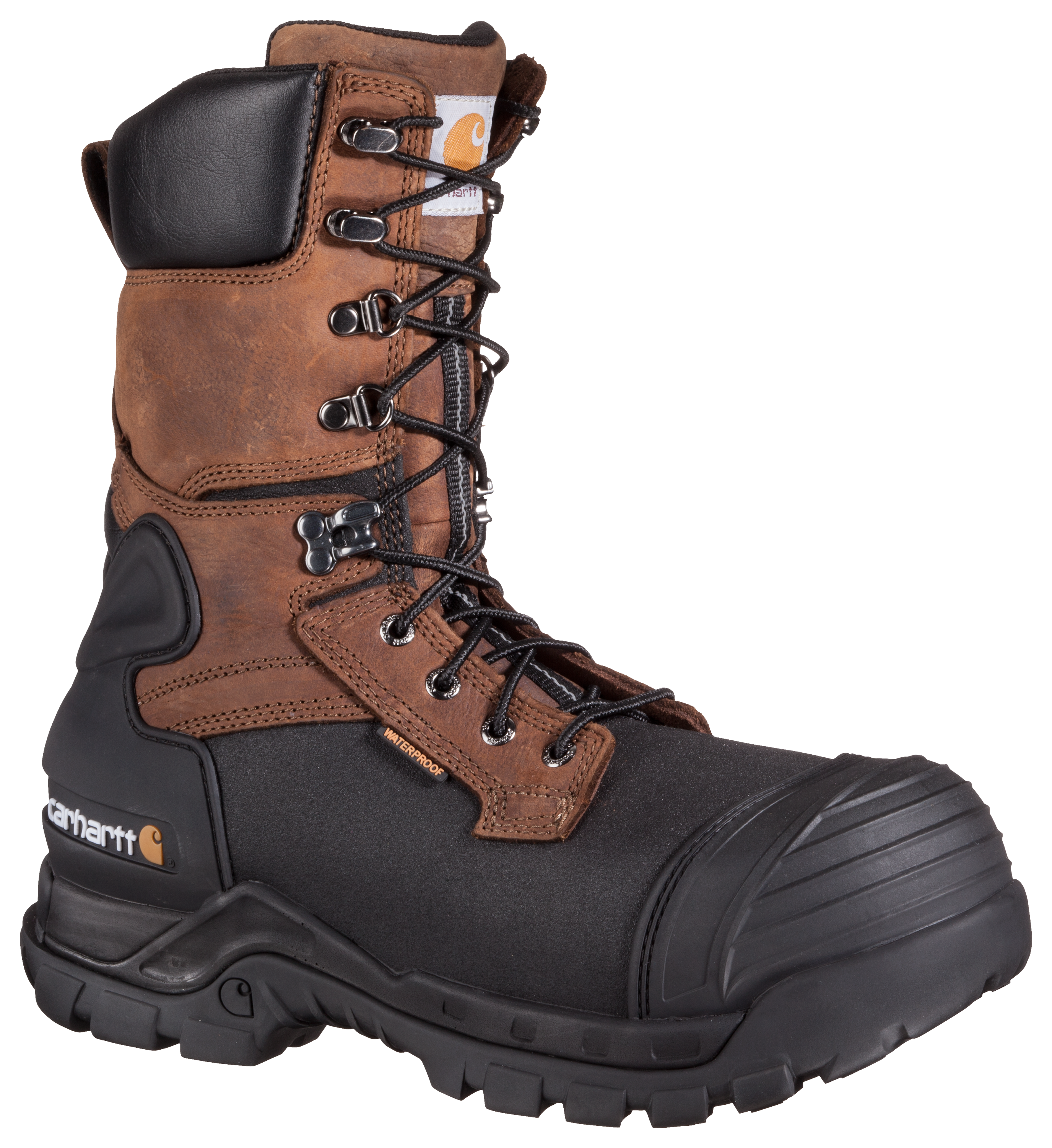 Image of Carhartt 10' Safety Toe Waterproof Insulated Pac Boots for Men - Brown/Black - 10 M