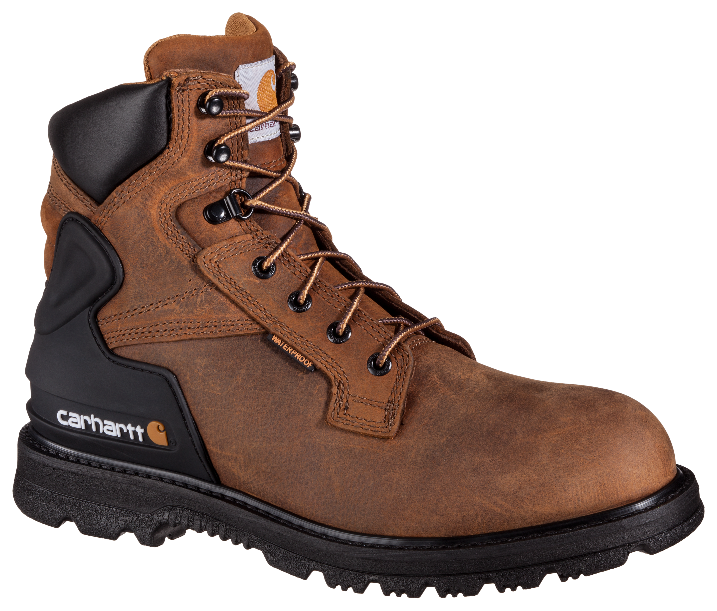 Image of Carhartt Core 6' Waterproof Steel Toe Work Boots for Men - Bison/Brown - 12W