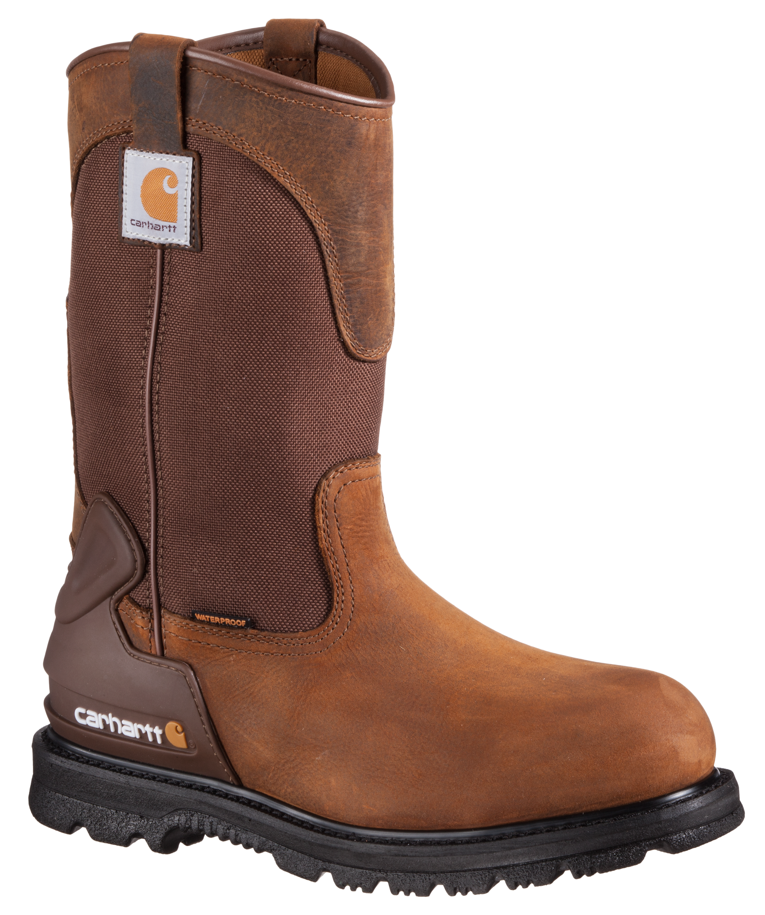 Image of Carhartt Core 11' Waterproof Steel Toe Wellington Work Boots for Men - Bison/Brown - 10.5M