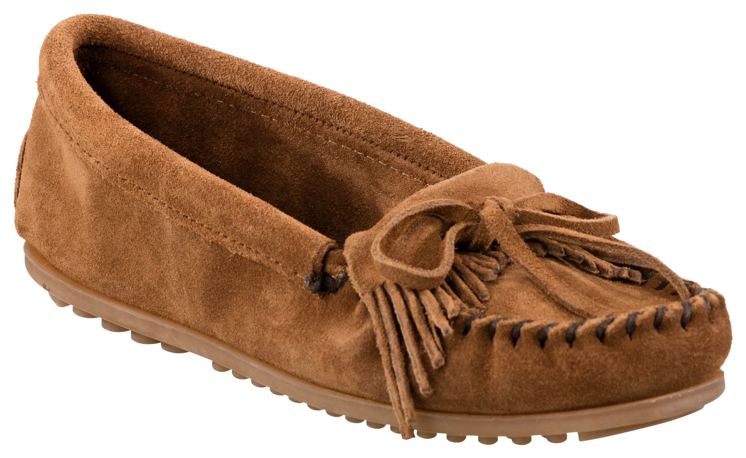 Minnetonka Moccasin Kilty Hardsole Moc Slip-On Shoes for Ladies - Dusty Bro