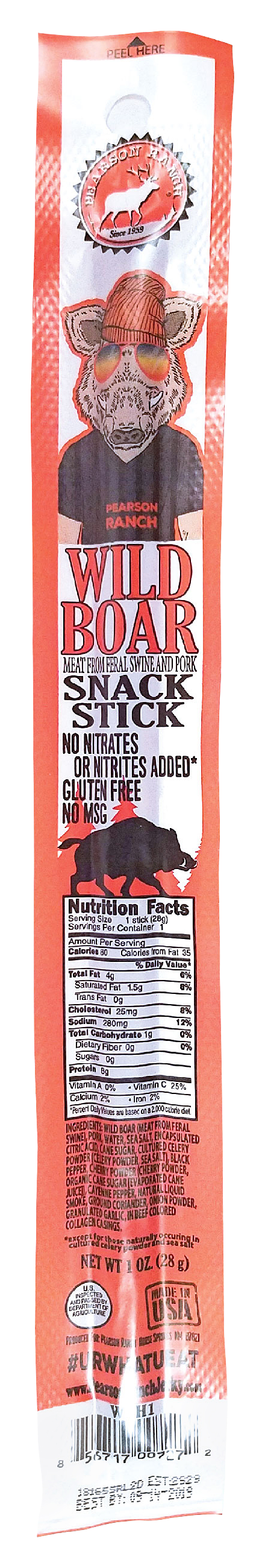 Pearson Ranch Wild Boar Meat Snack Stick - 1 oz.