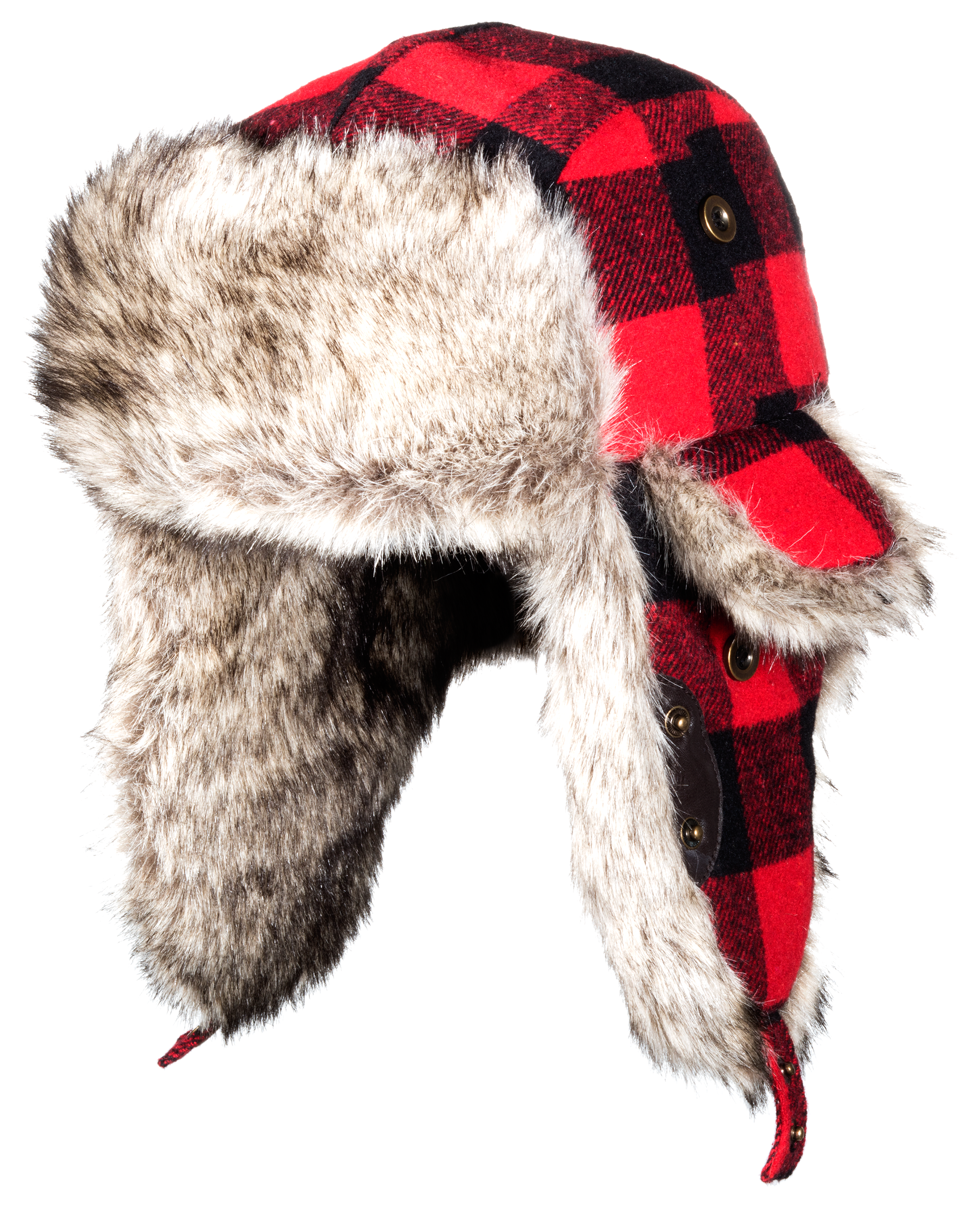 Dorfman Pacific Buffalo Plaid Trapper Hat for Ladies - Red/Black