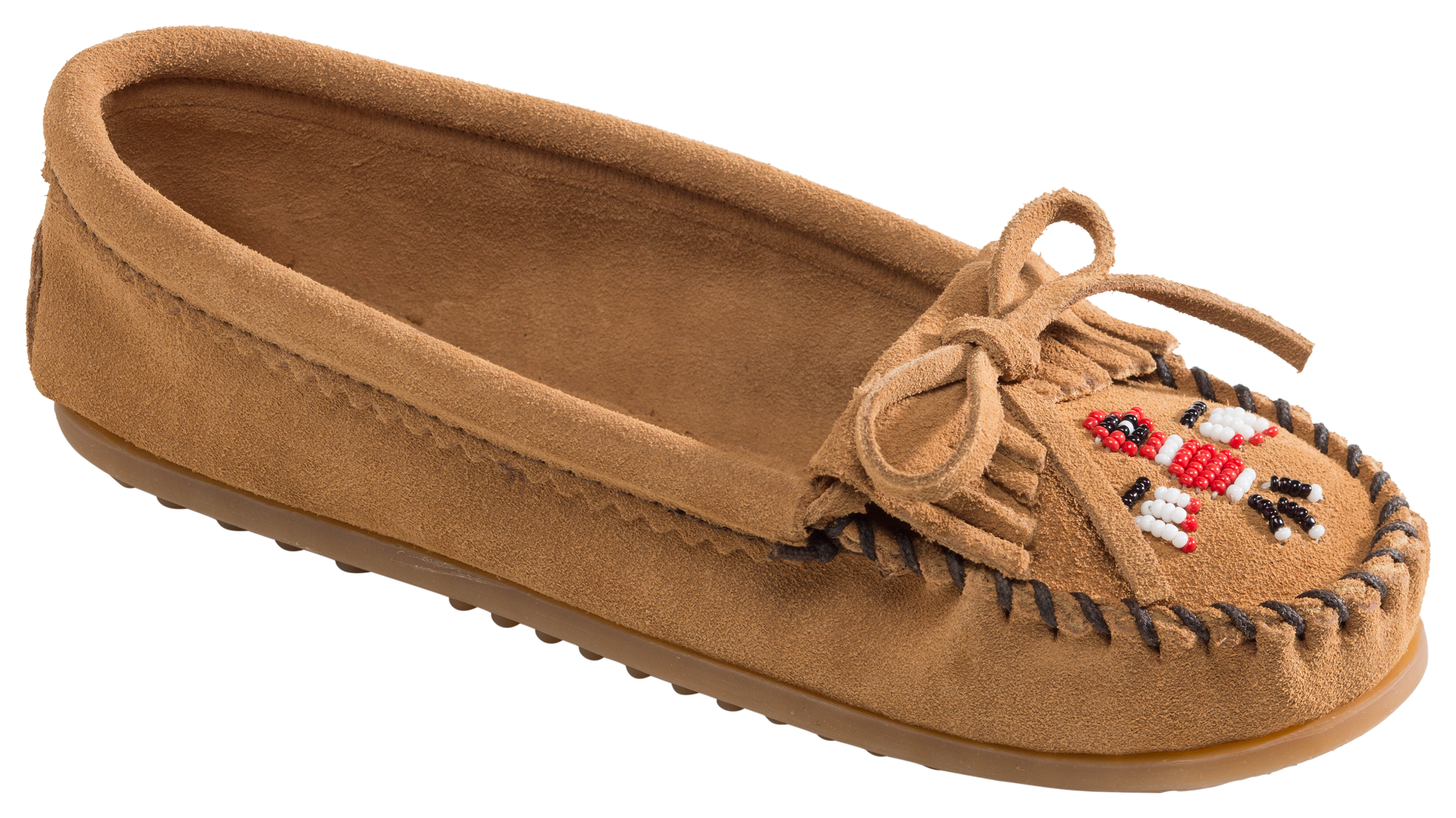 Minnetonka Moccasin Thunderbird II Moccasin Slip-On Shoes for Ladies - Taup