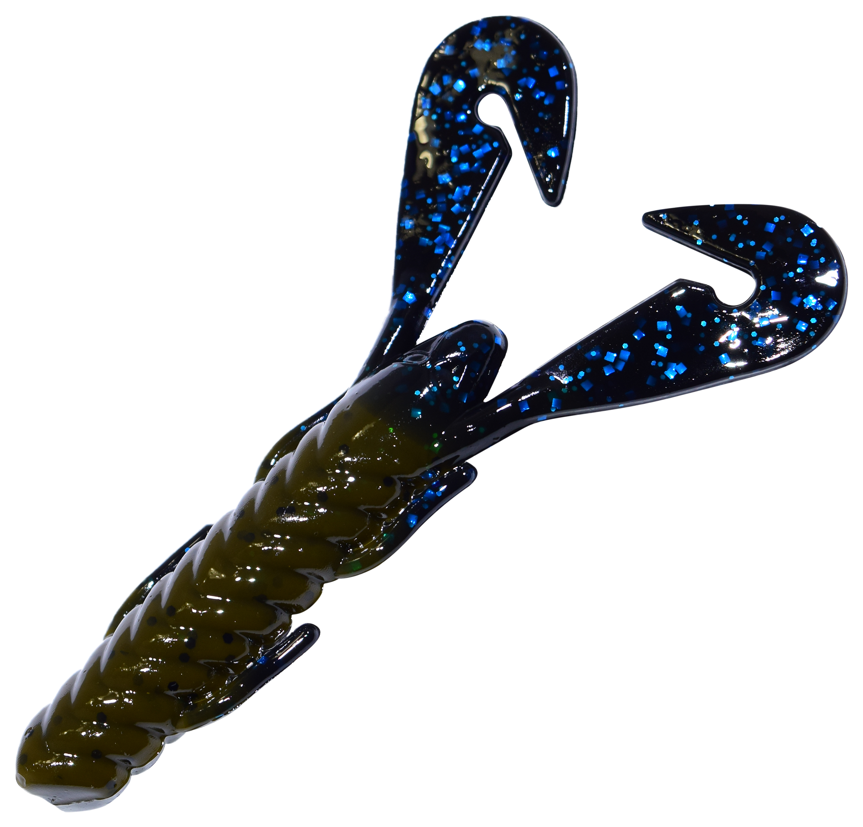 Image of Gambler Burner Craw - 4-1/4″ - Green Pumpkin/Blue Glitter Claws