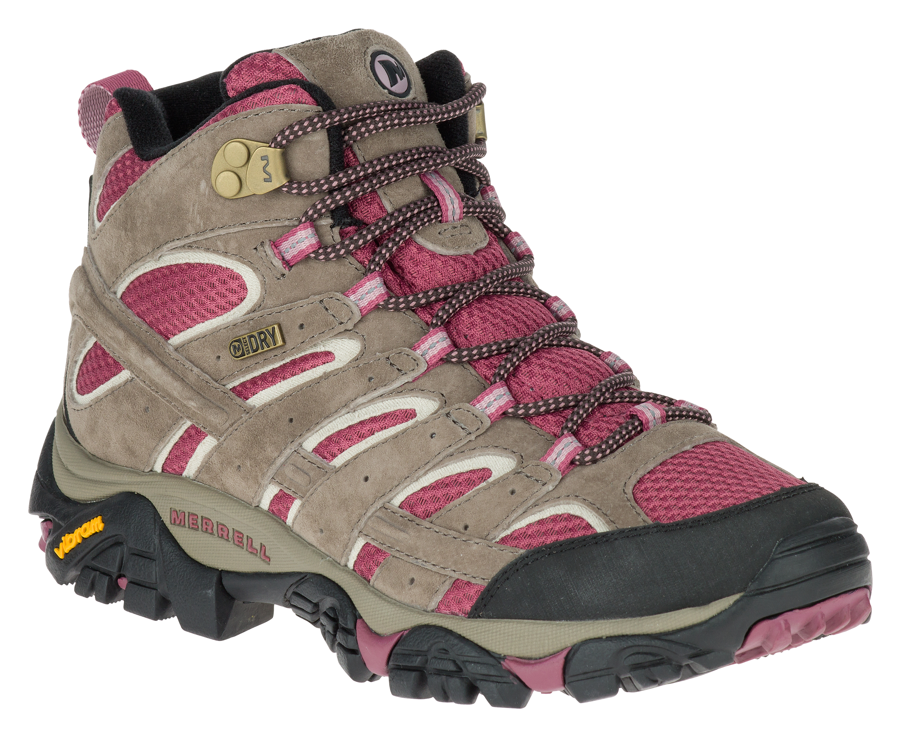 Merrell Moab 2 Mid Waterproof Hiking Boots for Ladies - Boulder/Blush - 10M