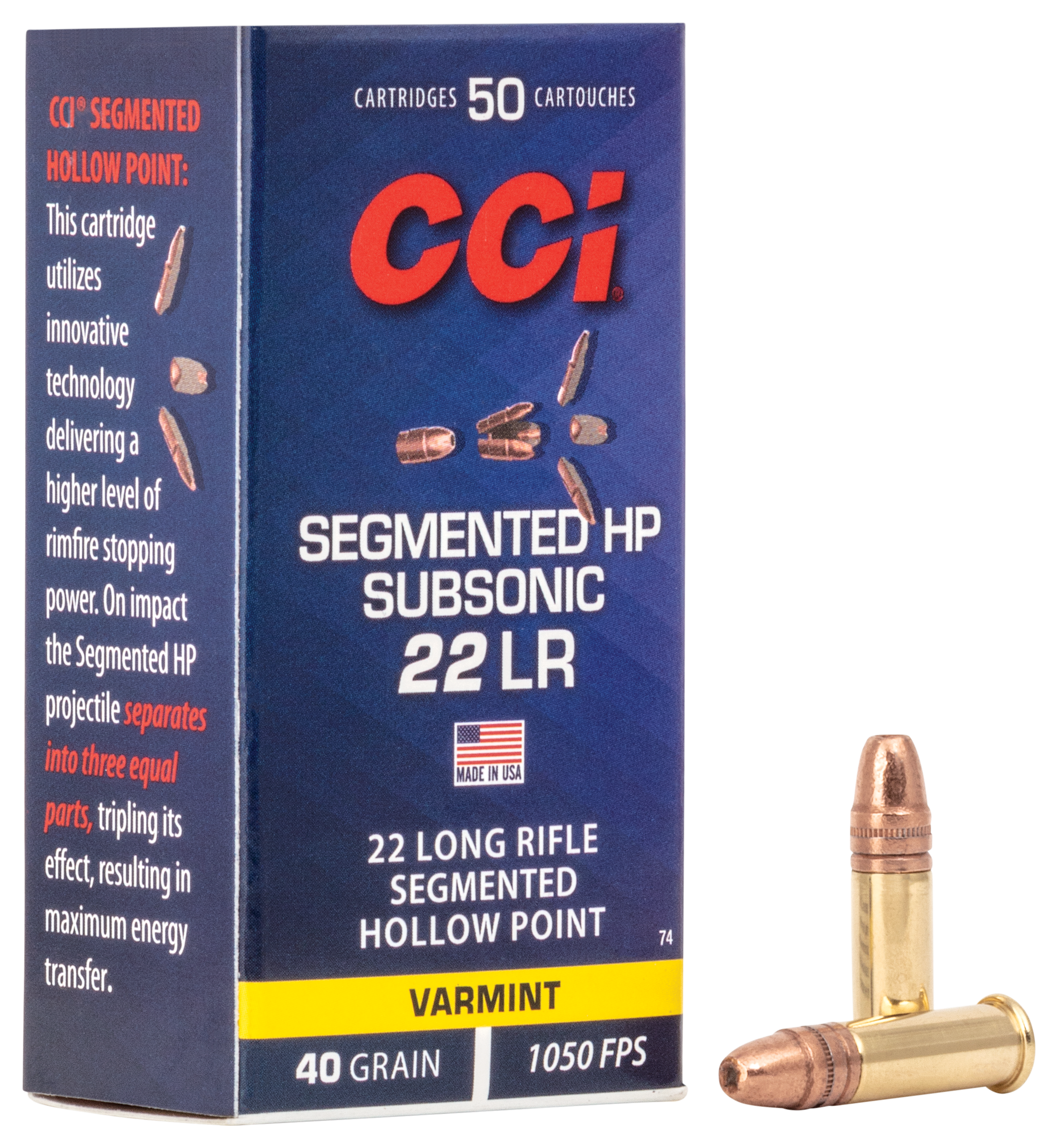 CCI Segmented Hollow Point .22 LR 40 Grain Rimfire Rifle Ammo - CCI