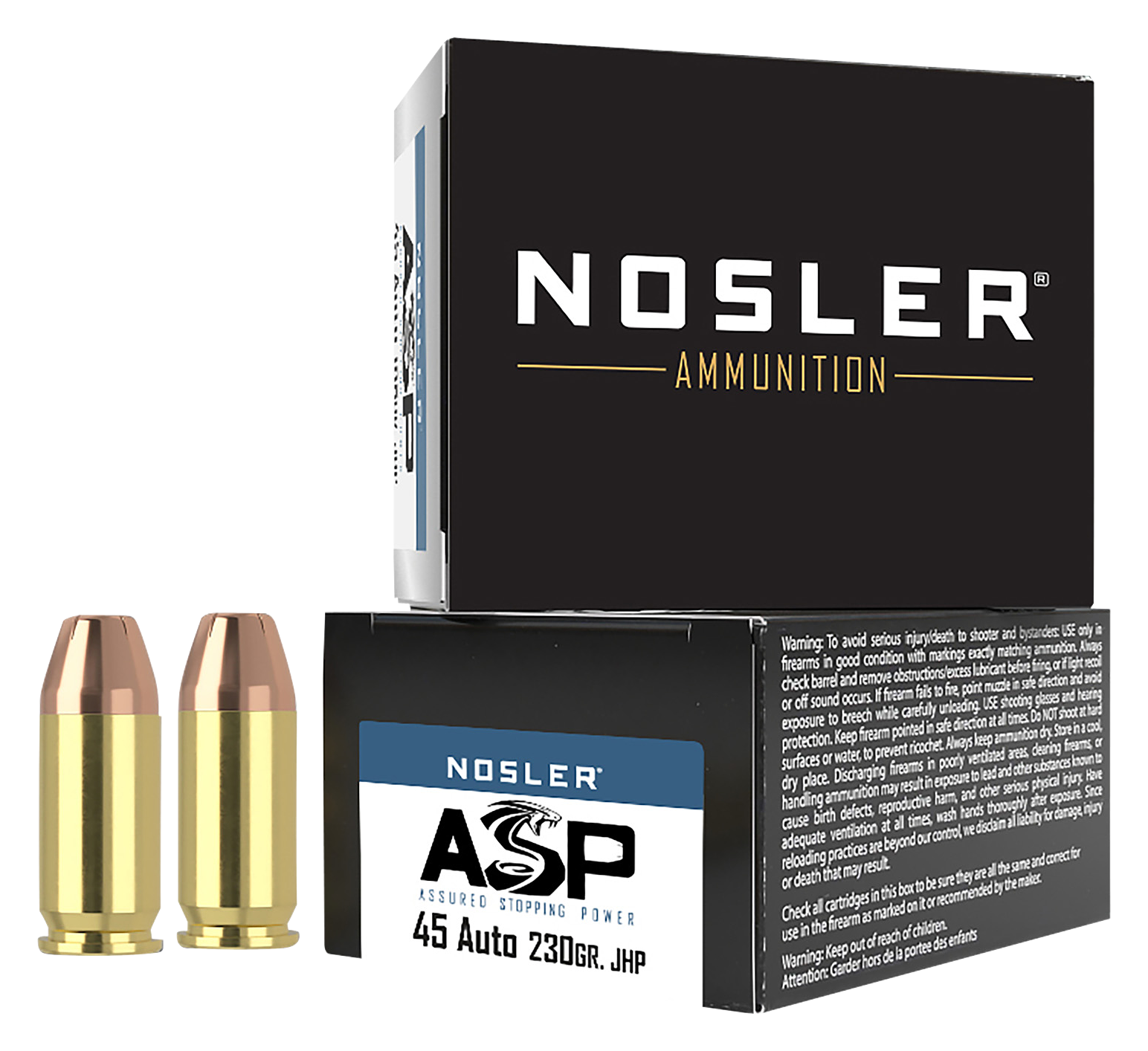 Nosler Match Grade JHP .45 ACP 230 Grain 850 Velocity Handgun Ammo
