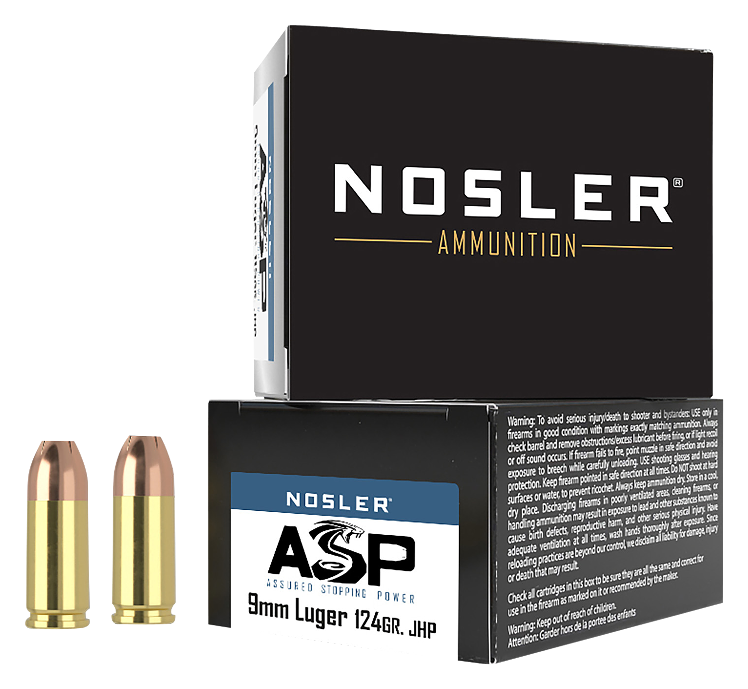 Nosler Match Grade JHP 9mm Luger 124 Grain 1150 Velocity Handgun Ammo