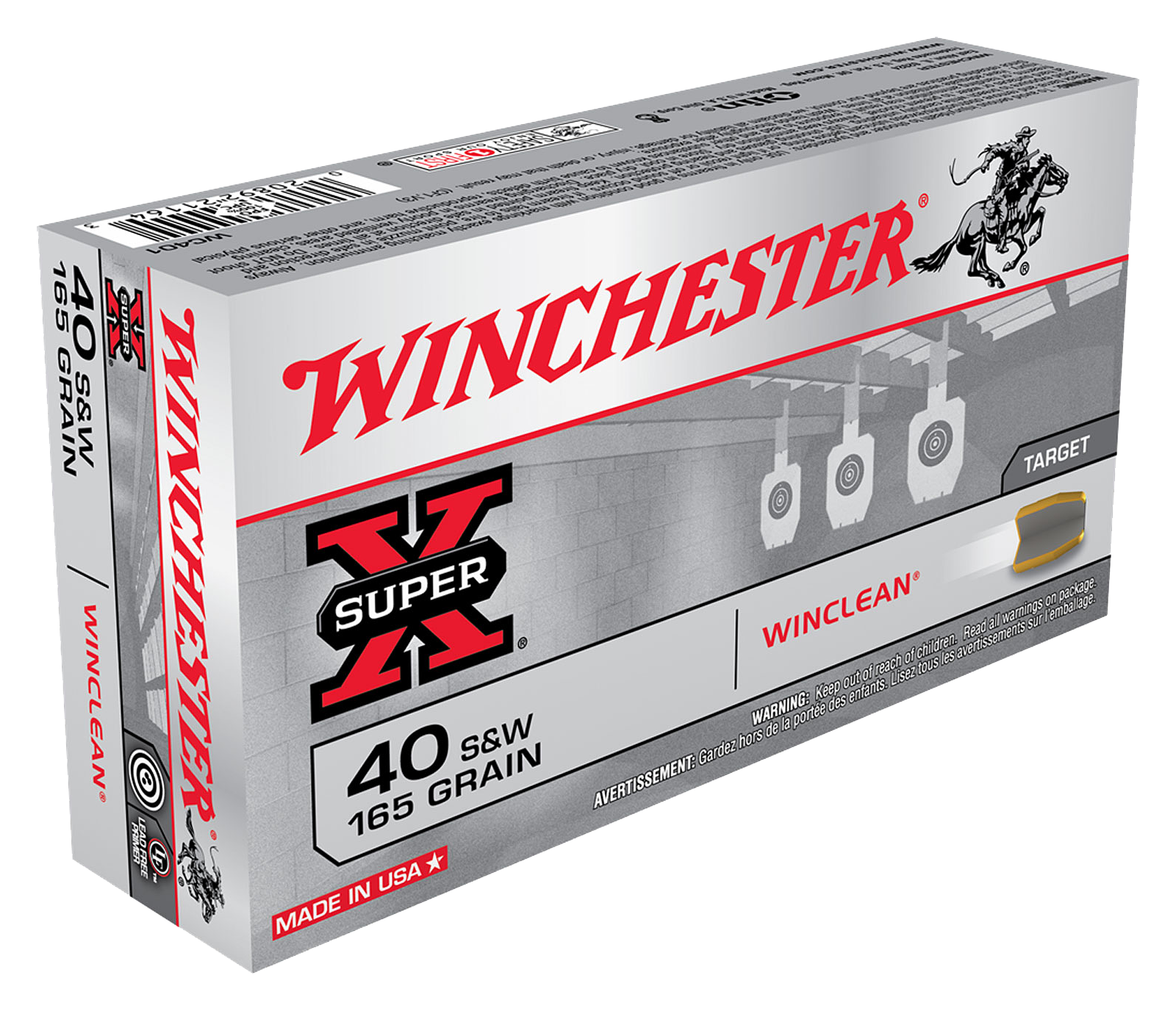 Image of Winchester Super-X Target Brass Enclosed Base .40 S&ampW 165 Grain Handgun Ammo