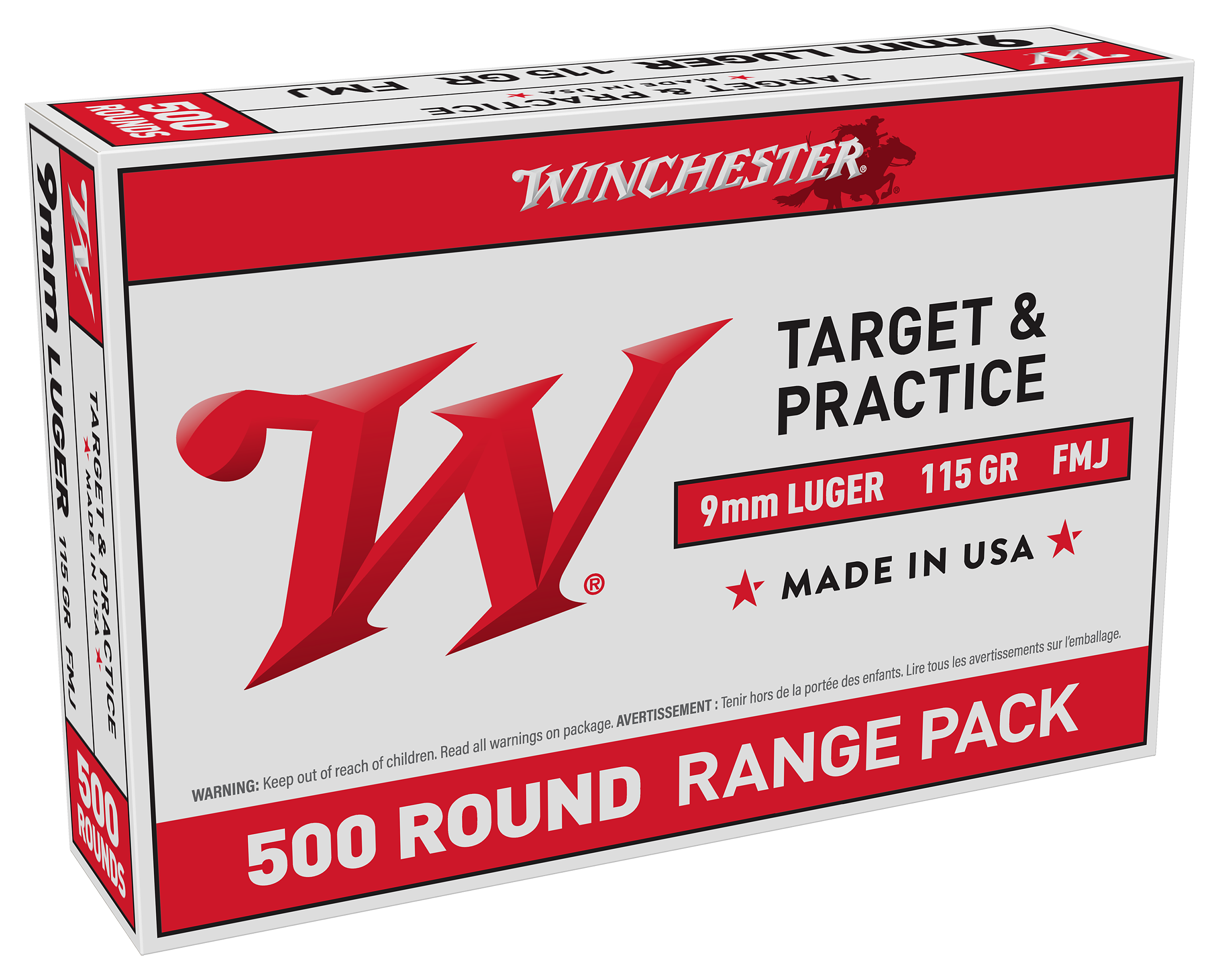 Winchester USA Ready 9mm Luger 115 Grain Handgun Ammo - 500 Rounds - Winchester