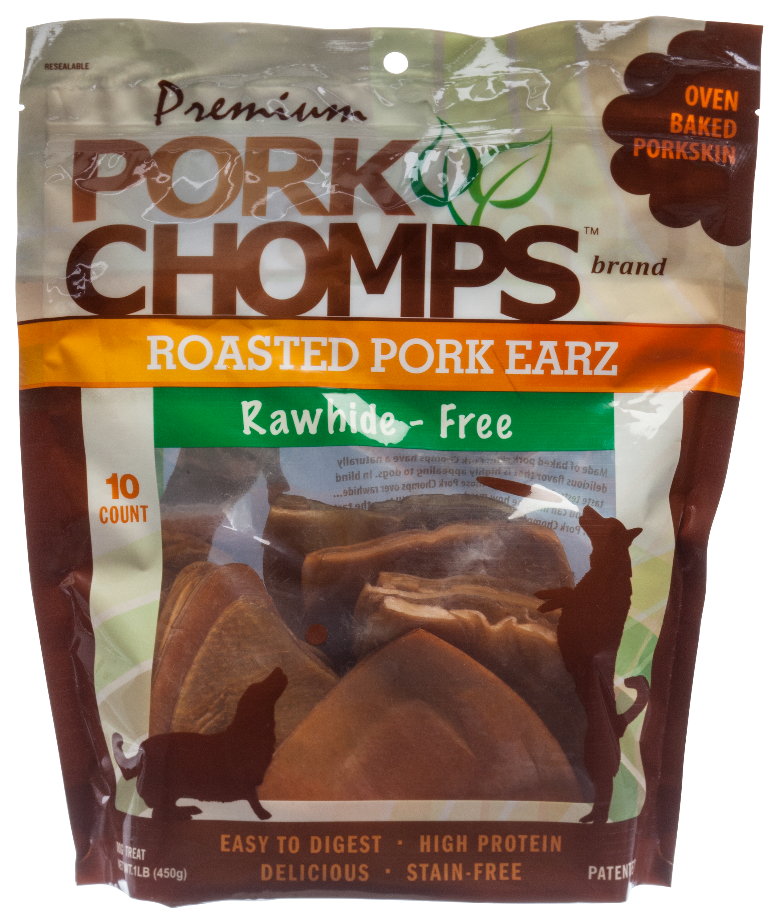 Pork Chomps Roasted Pork Earz Dog Chews - 10 Count - Pork Chomps