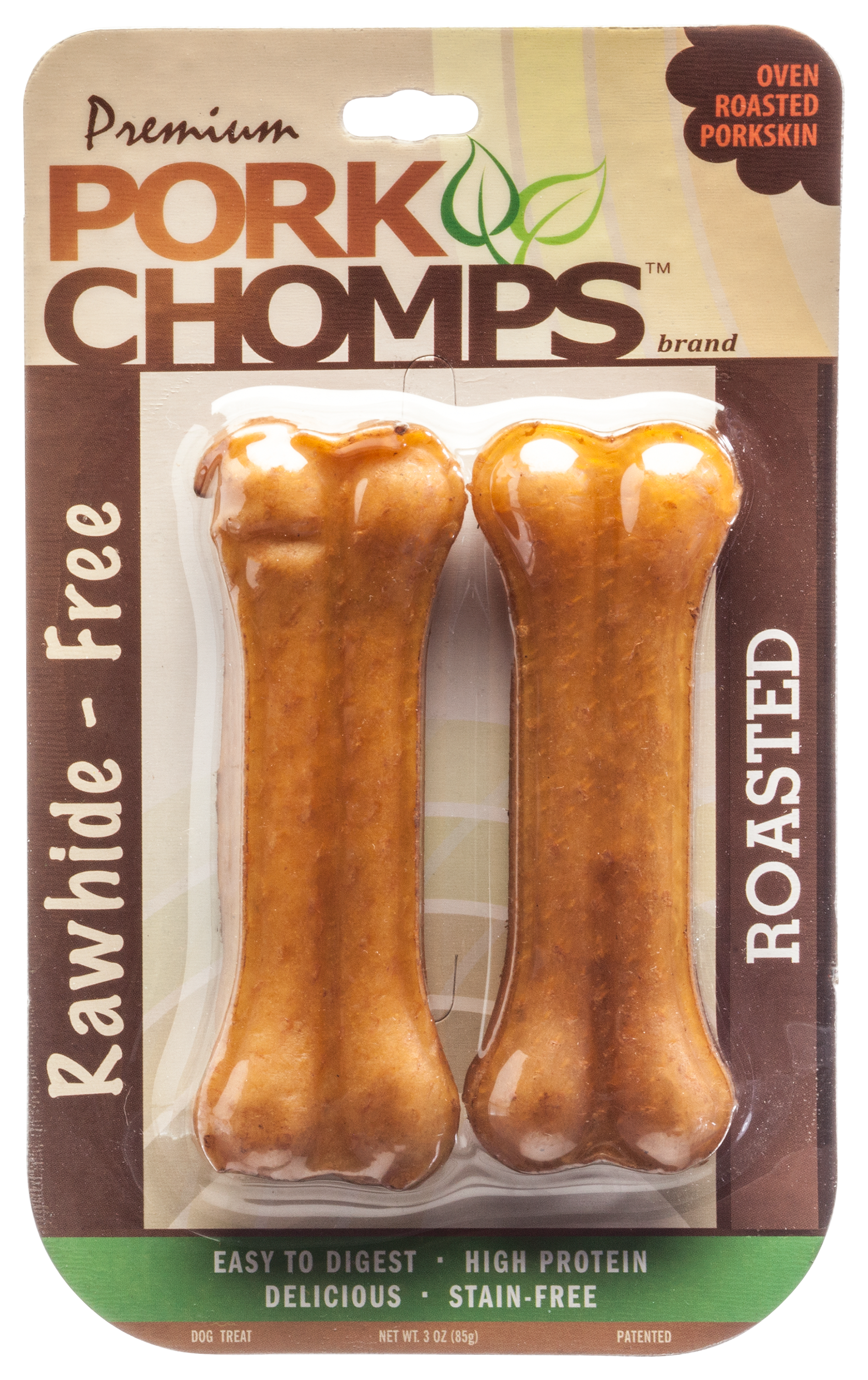 Pork Chomps Pressed Bone Roasted Dog Chews - 4.5″ - 2 Count - Pork Chomps