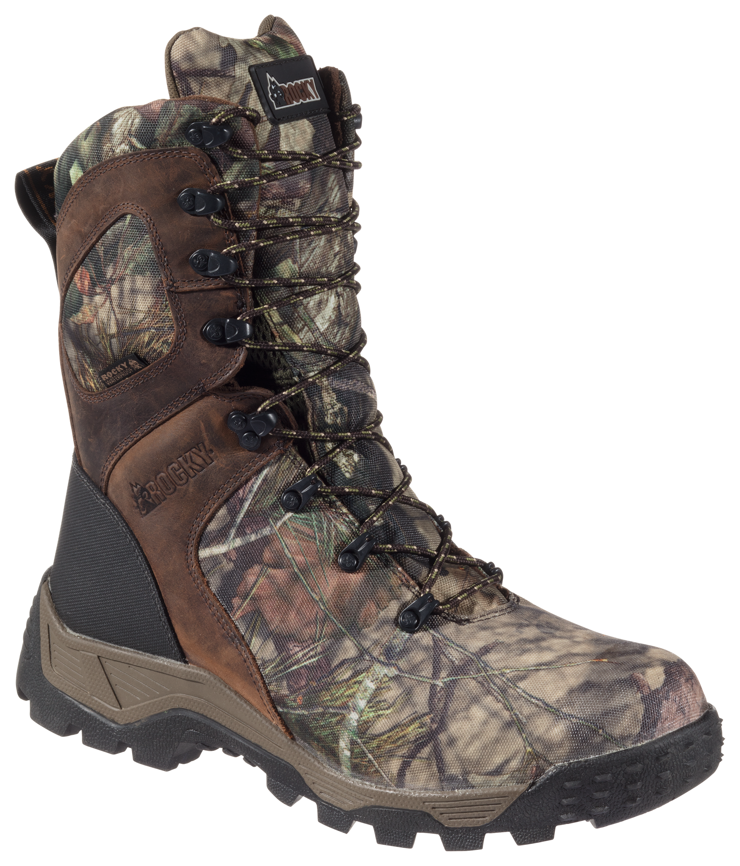 Image of Rocky Sport Pro 1000 Gram Insulated Waterproof Hunting Boots for Men - Mossy Oak Break-Up Country - 12M