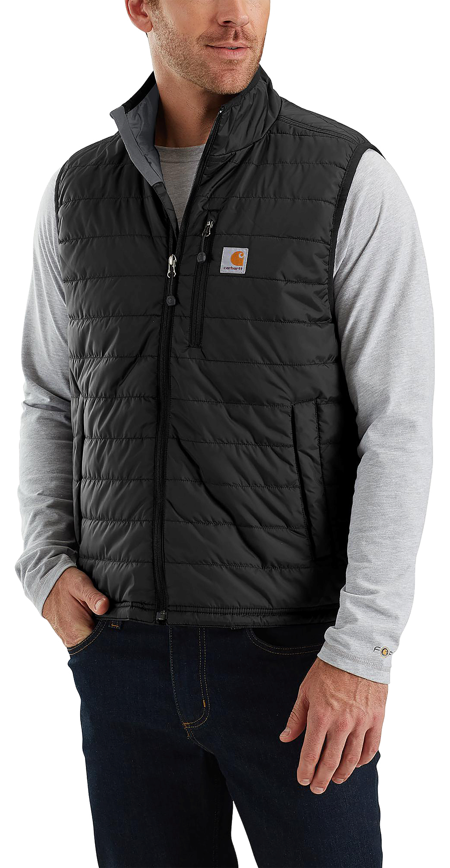 Image of Carhartt Rain Defender Relaxed Fit Lightweight Insulated Vest for Men - Black - L