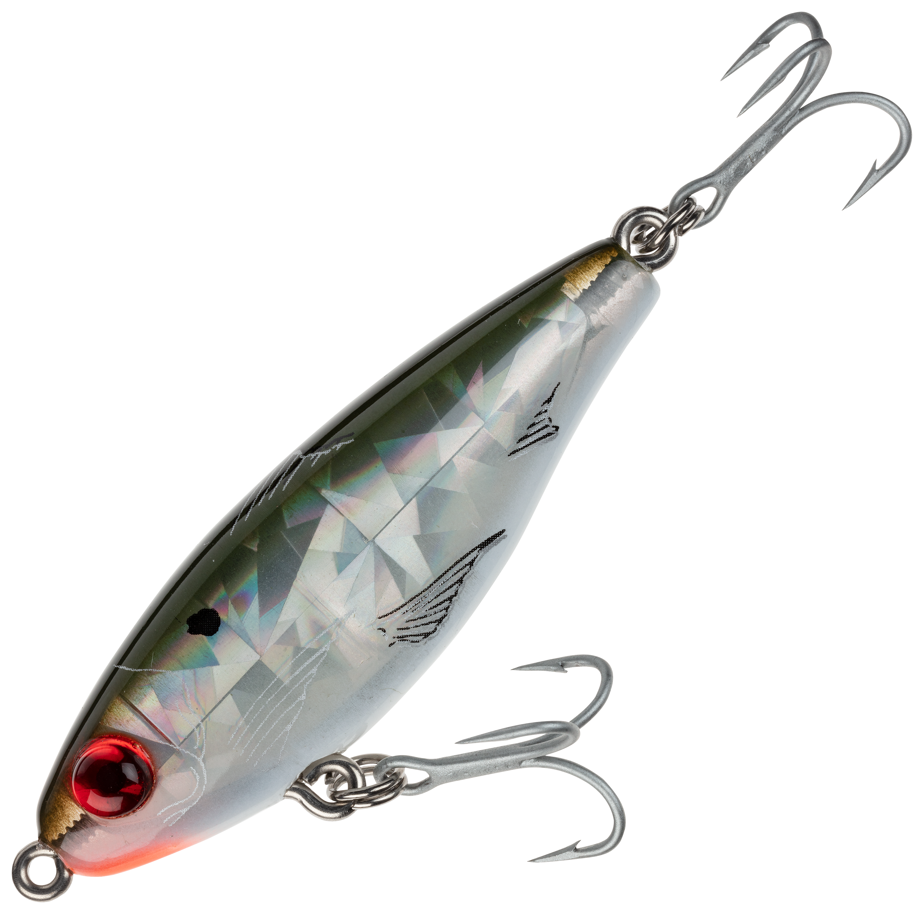 Image of MirrOlure MirrOdine Suspending Twitchbait - 3-1/8″ - White Back/Silver-Broken Glass