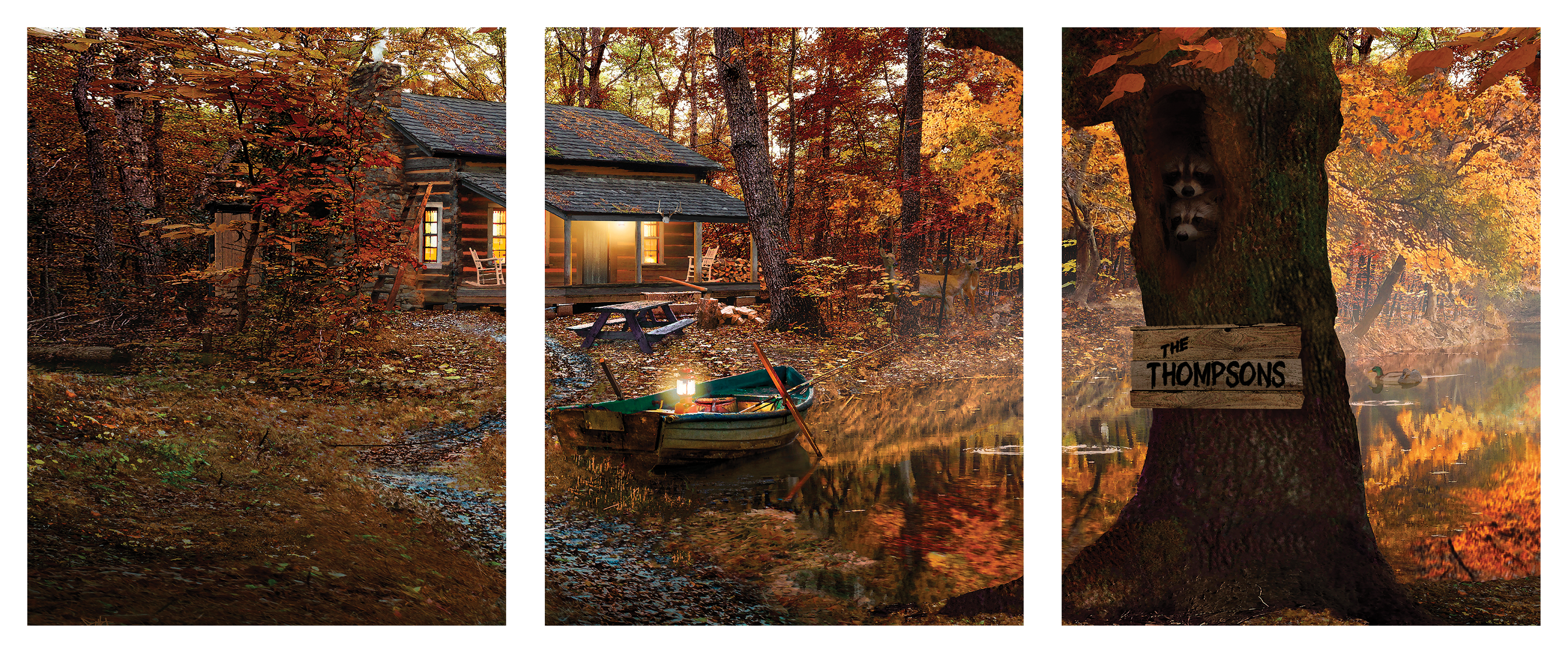 Image of Lake House Triptych Personalized Wood Block Mount by Scott Kennedy - 16″X20″X0.38″