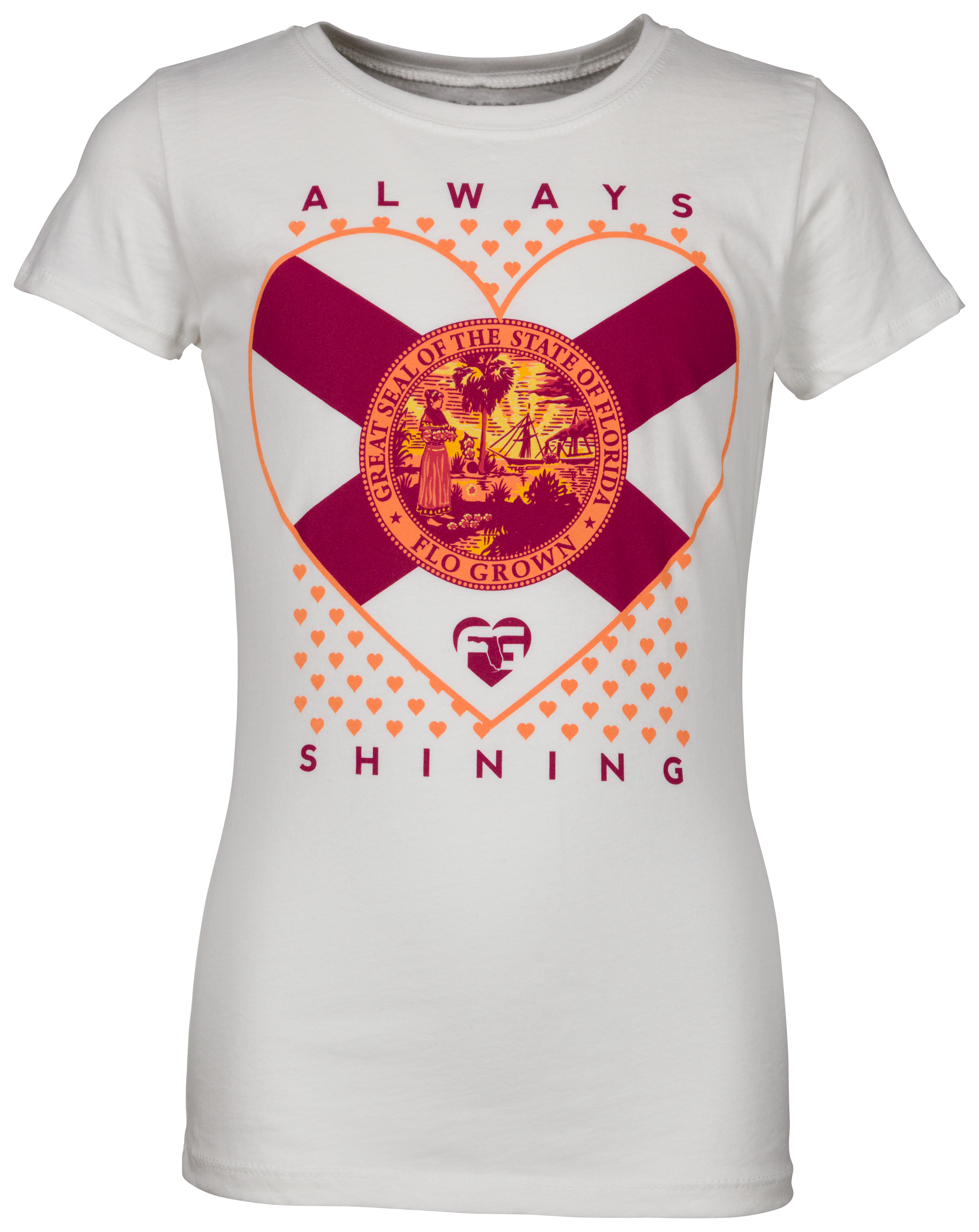 FloGrown Flag Heart Short-Sleeve T-Shirt for Girls - White - L