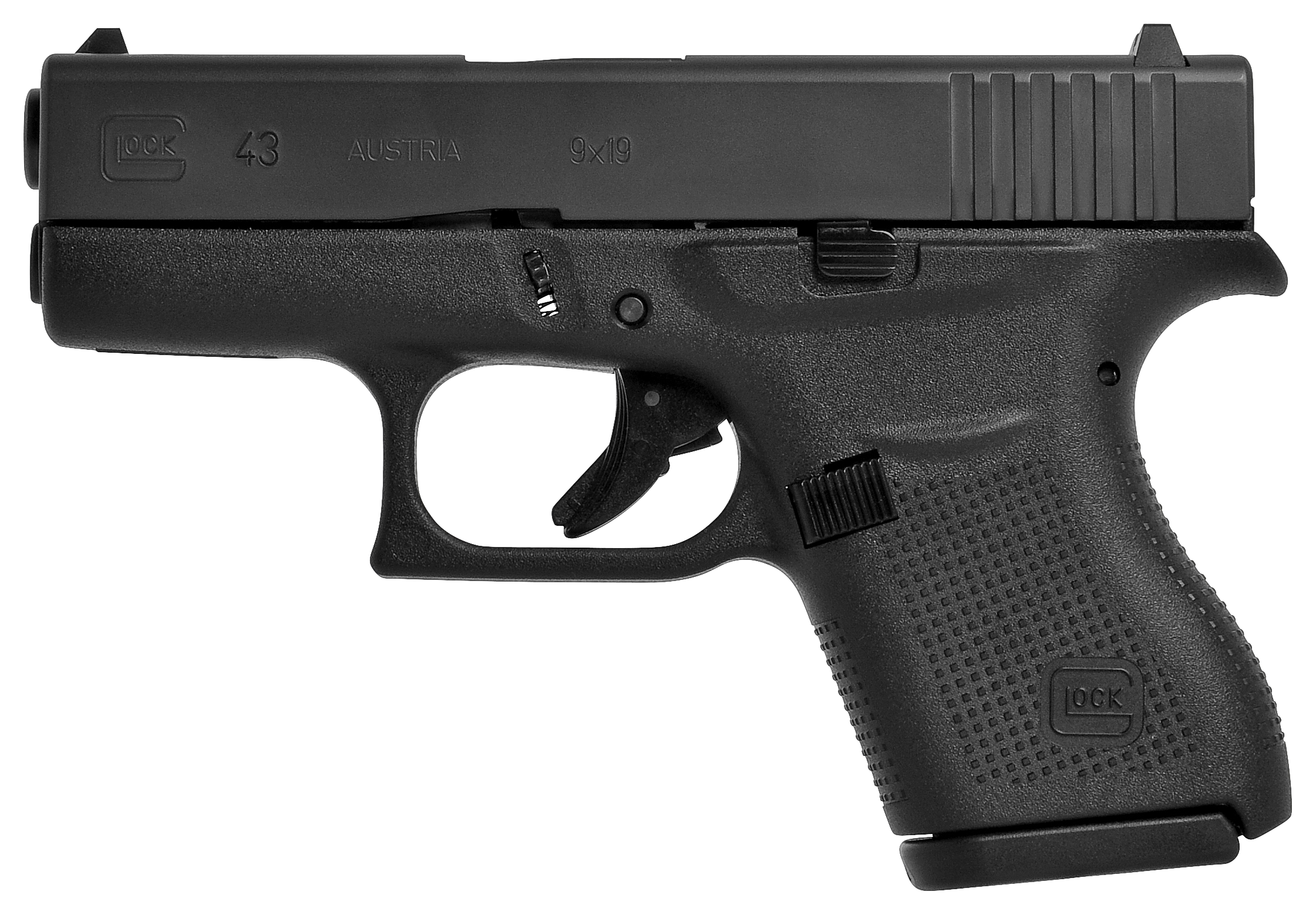 Glock 43 Subcompact SemiAuto Pistol  9mm  Black nDLC  Black