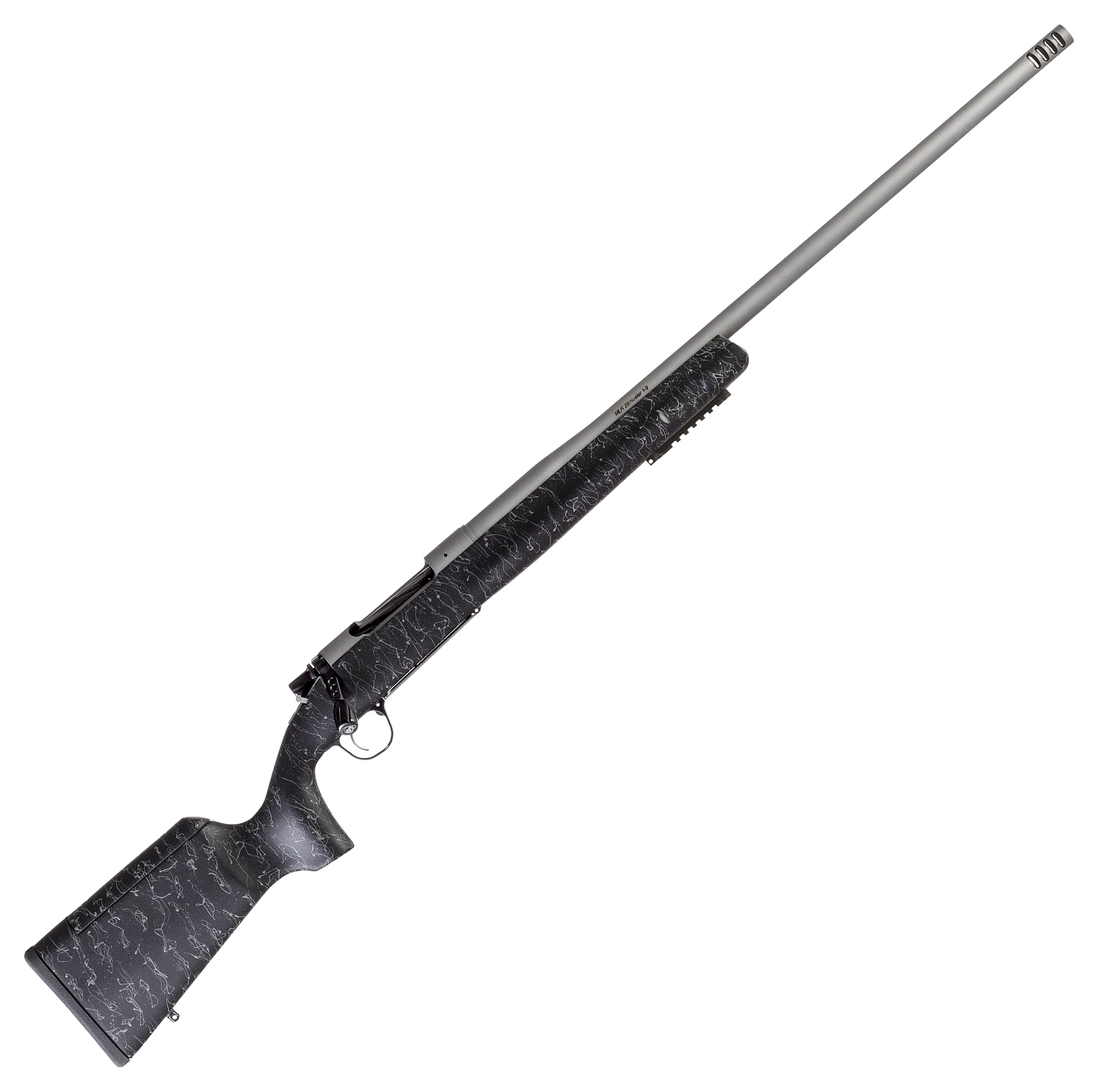 Image of Christensen Arms Mesa Long-Range Bolt-Action Rifle - .28 Nosler - 26″ - Tungsten Cerakote - Black/Gray Webbing - 3 + 1