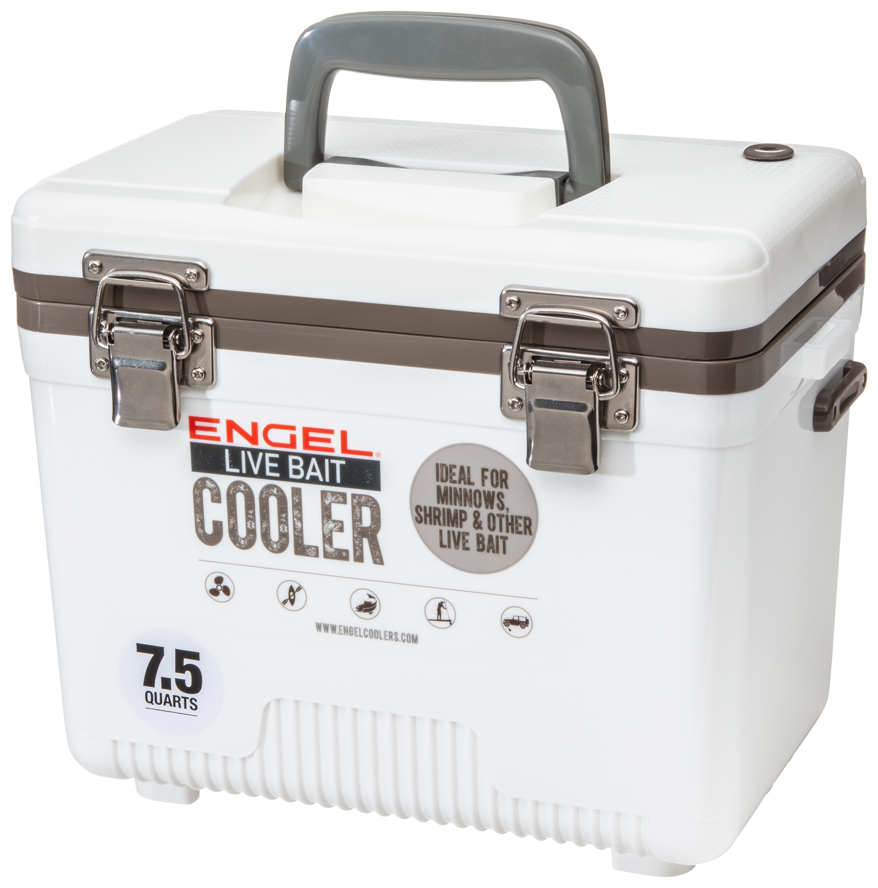 Engel Live Bait Cooler with Engel Aerator  - White - 7.5 quart