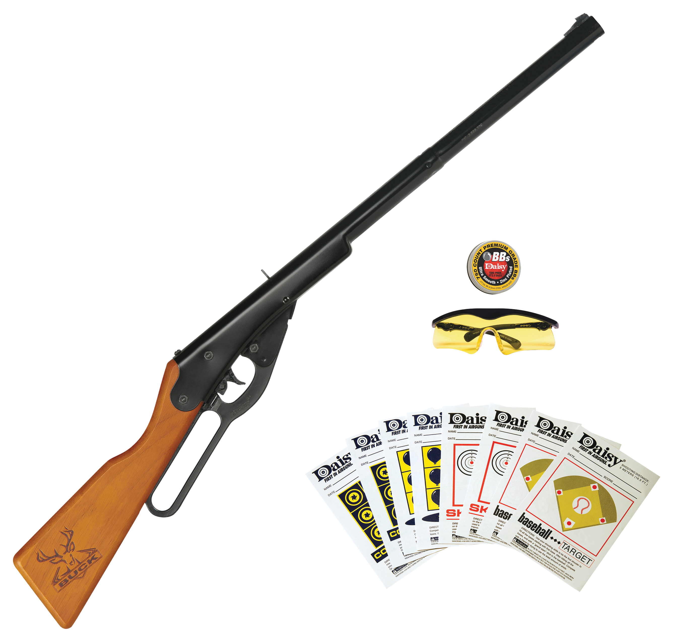 Daisy Buck Air Rifle Kit with BBs, Safety Glasses, and Targets - Daisy