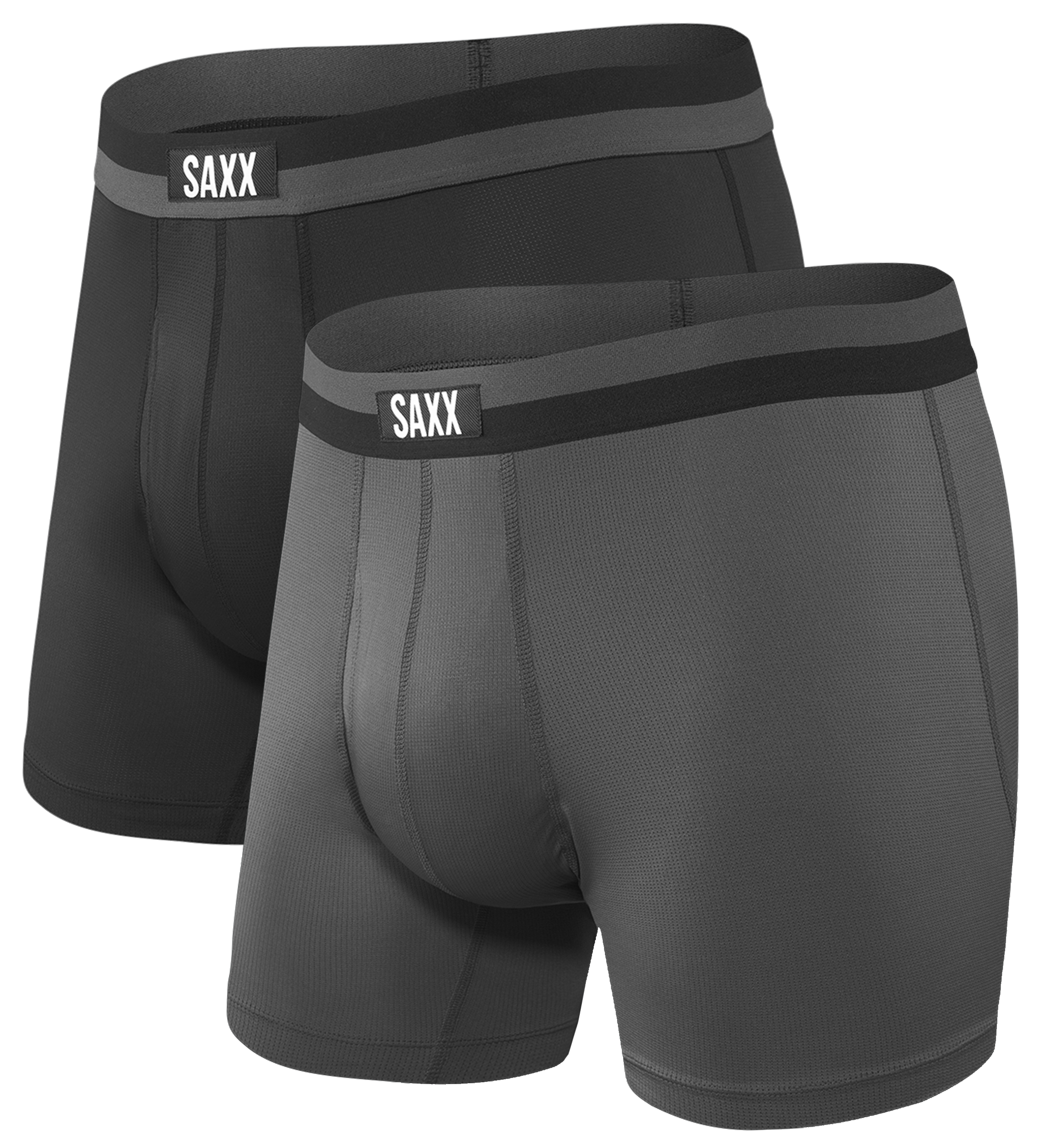 SAXX Sport Mesh Boxer Briefs for Men 2-Pack - Black/Graphite - S