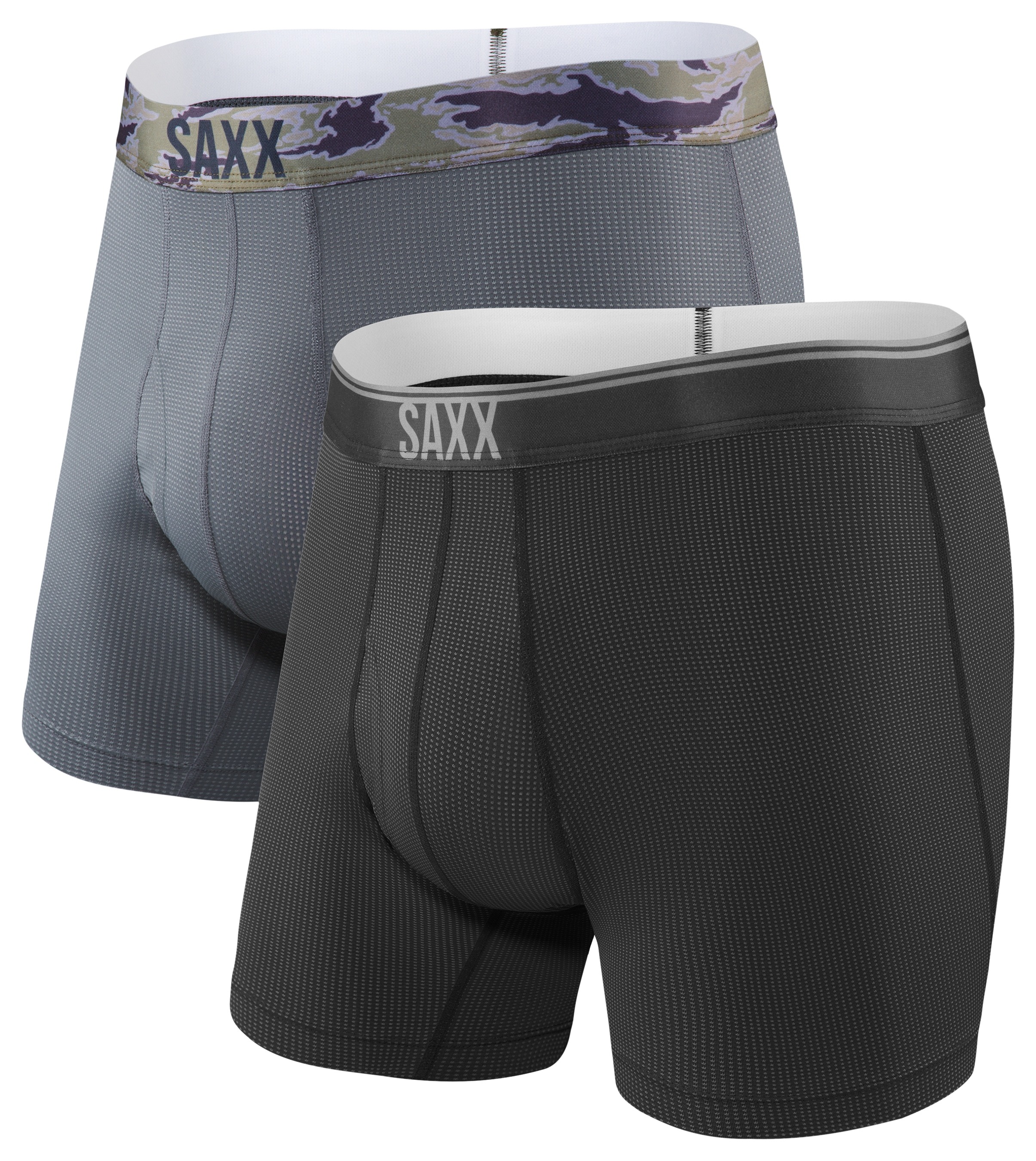 SAXX Quest 2.0 2-Pack Boxer Briefs for Men - Black/Dark Charcoal - S