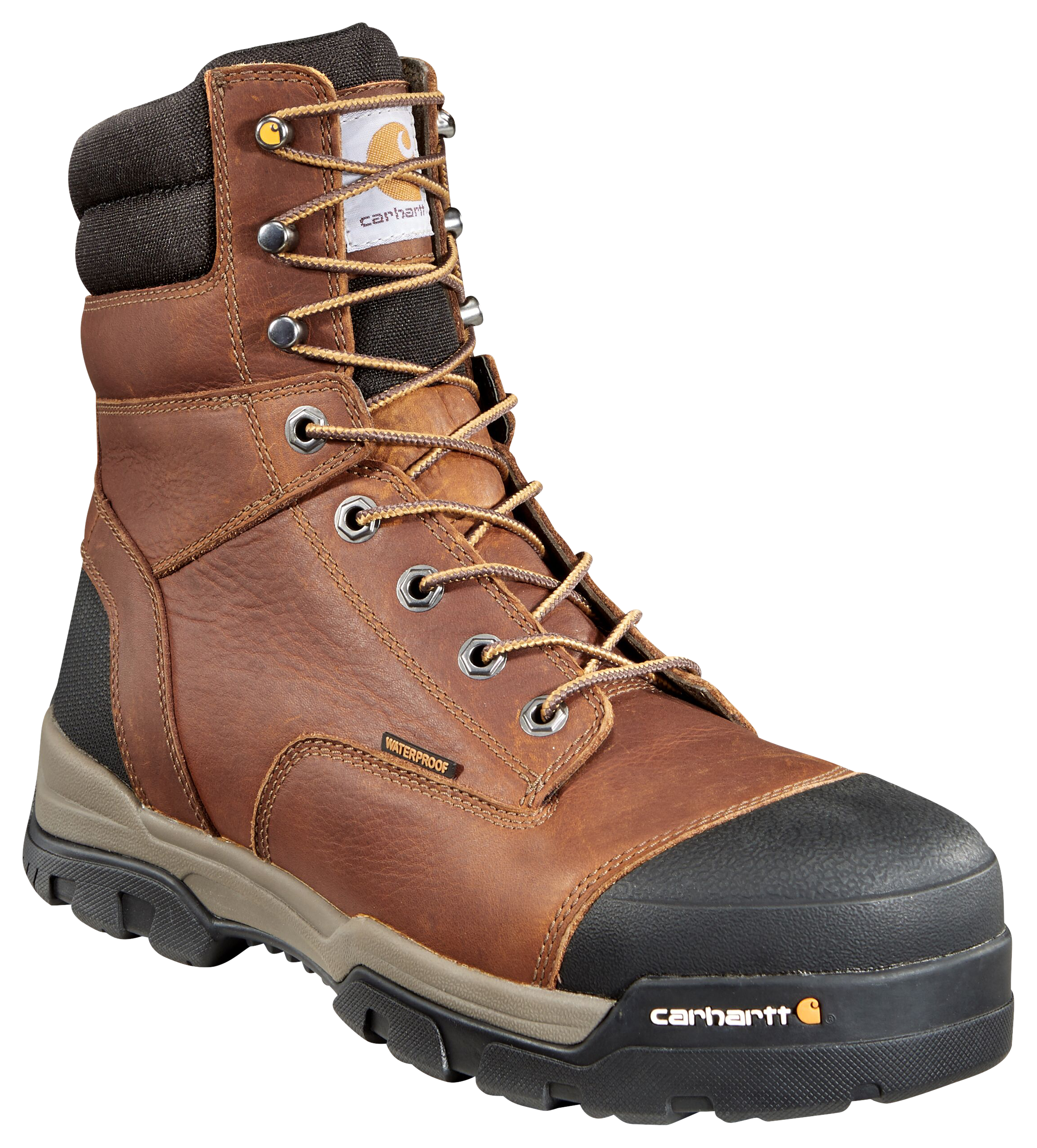 Carhartt Ground Force Waterproof Composite Toe Work Boots for Men - Brown Leather - 8M