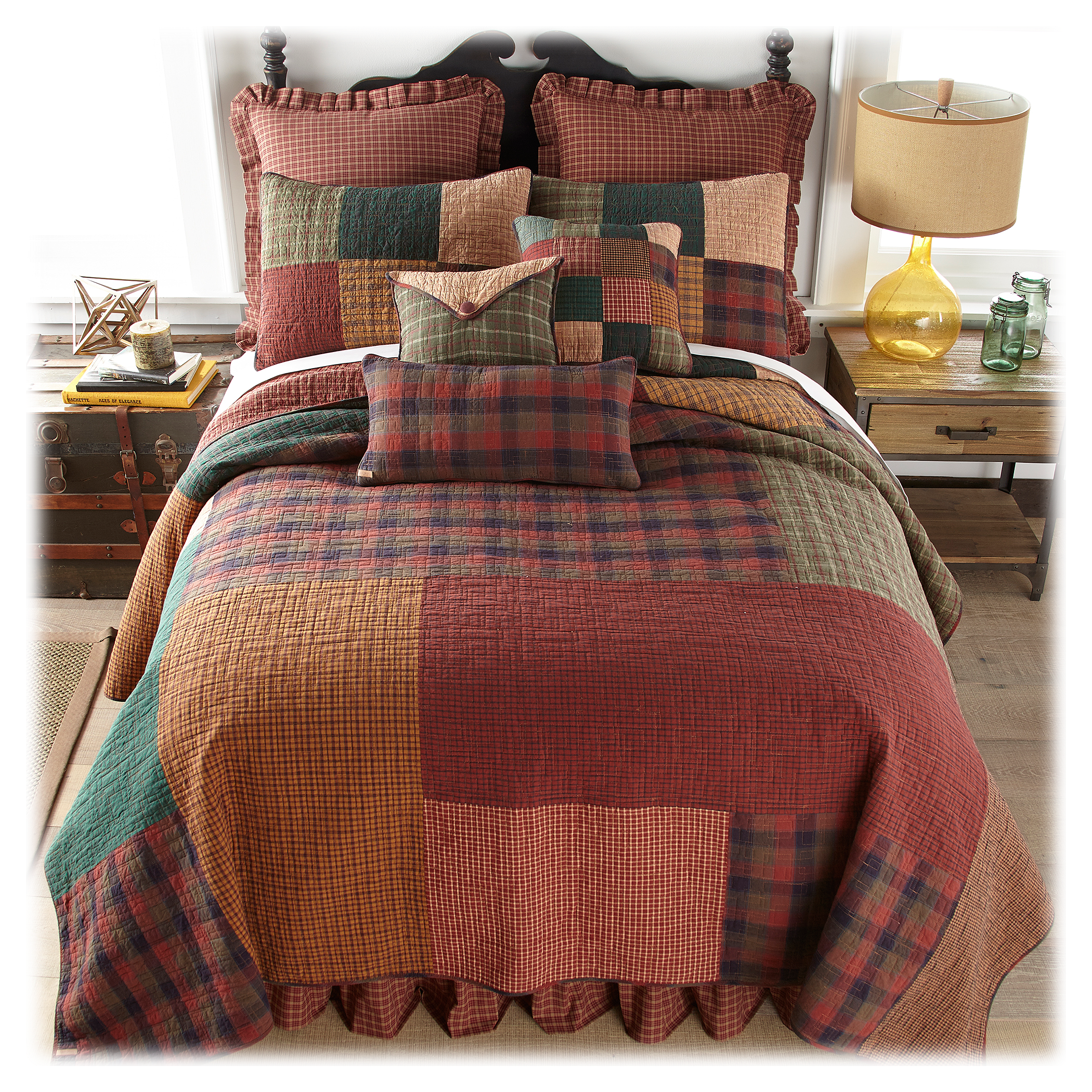 Donna Sharp Campfire Square Bedding Collection Quilt and Sham - Twin