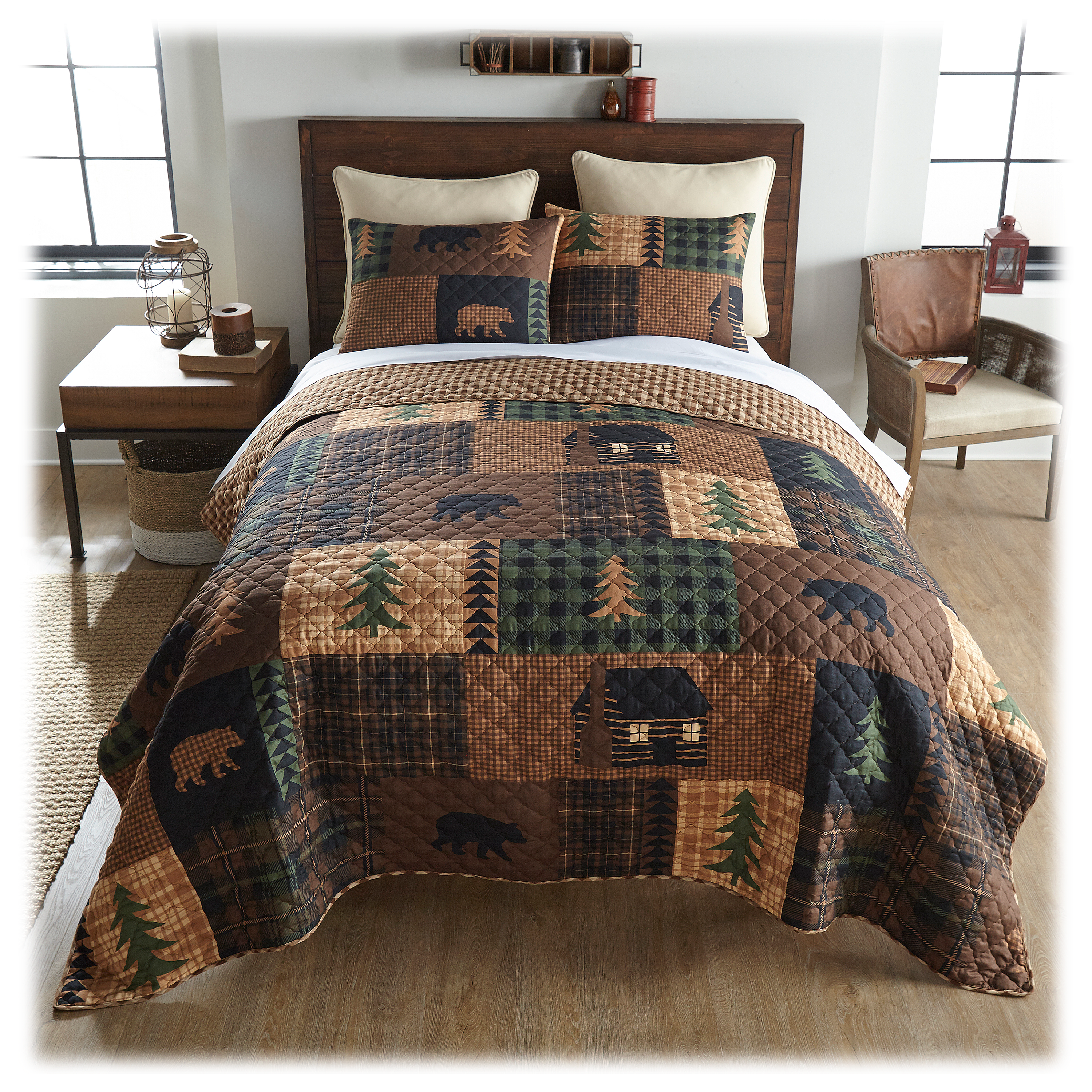 Donna Sharp Brown Bear Cabin Bedding Collection Quilt and Sham Set - Twin