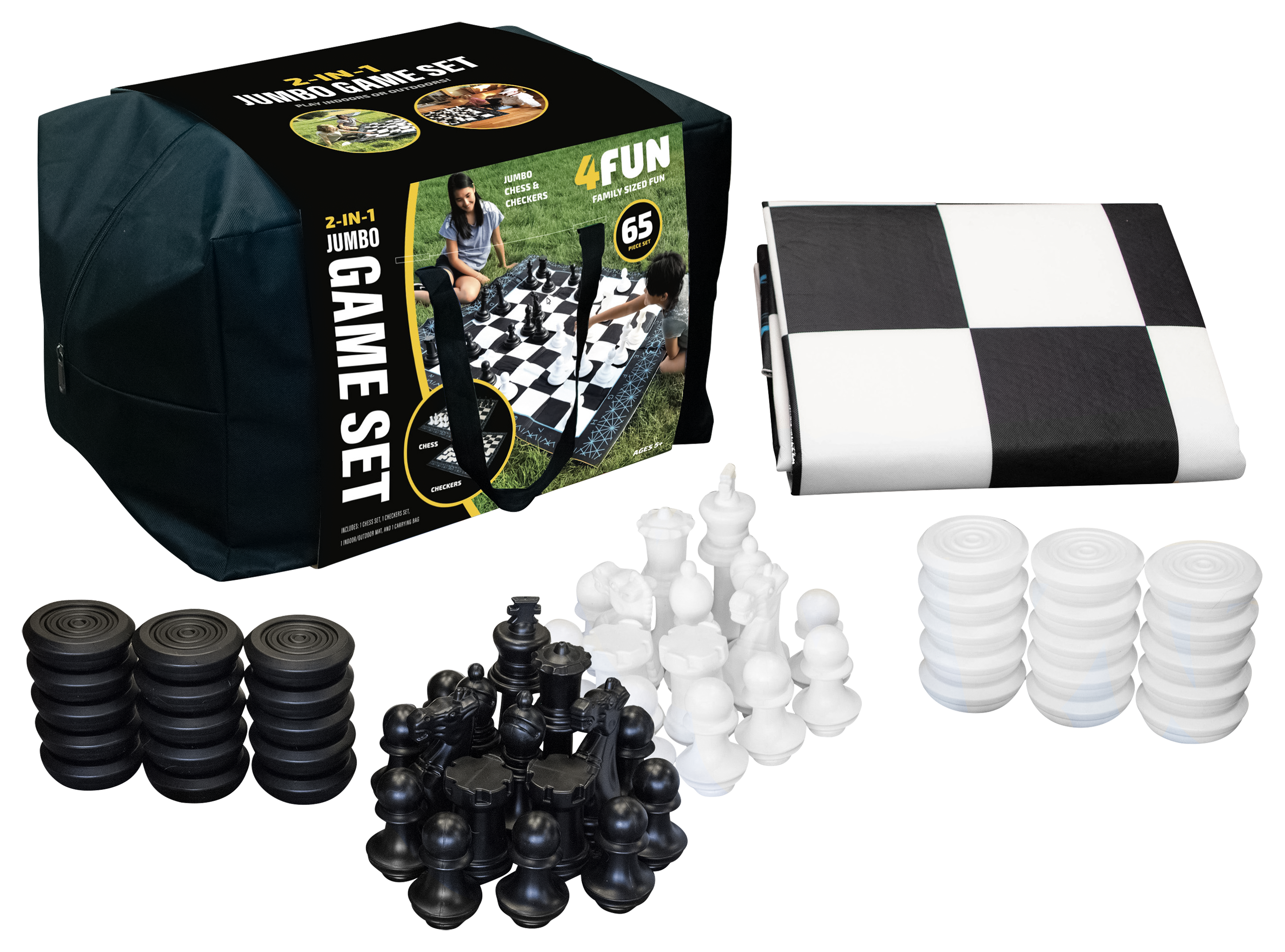 B4 Adventure Jumbo 2-in-1 Chess and Checkers Game Set