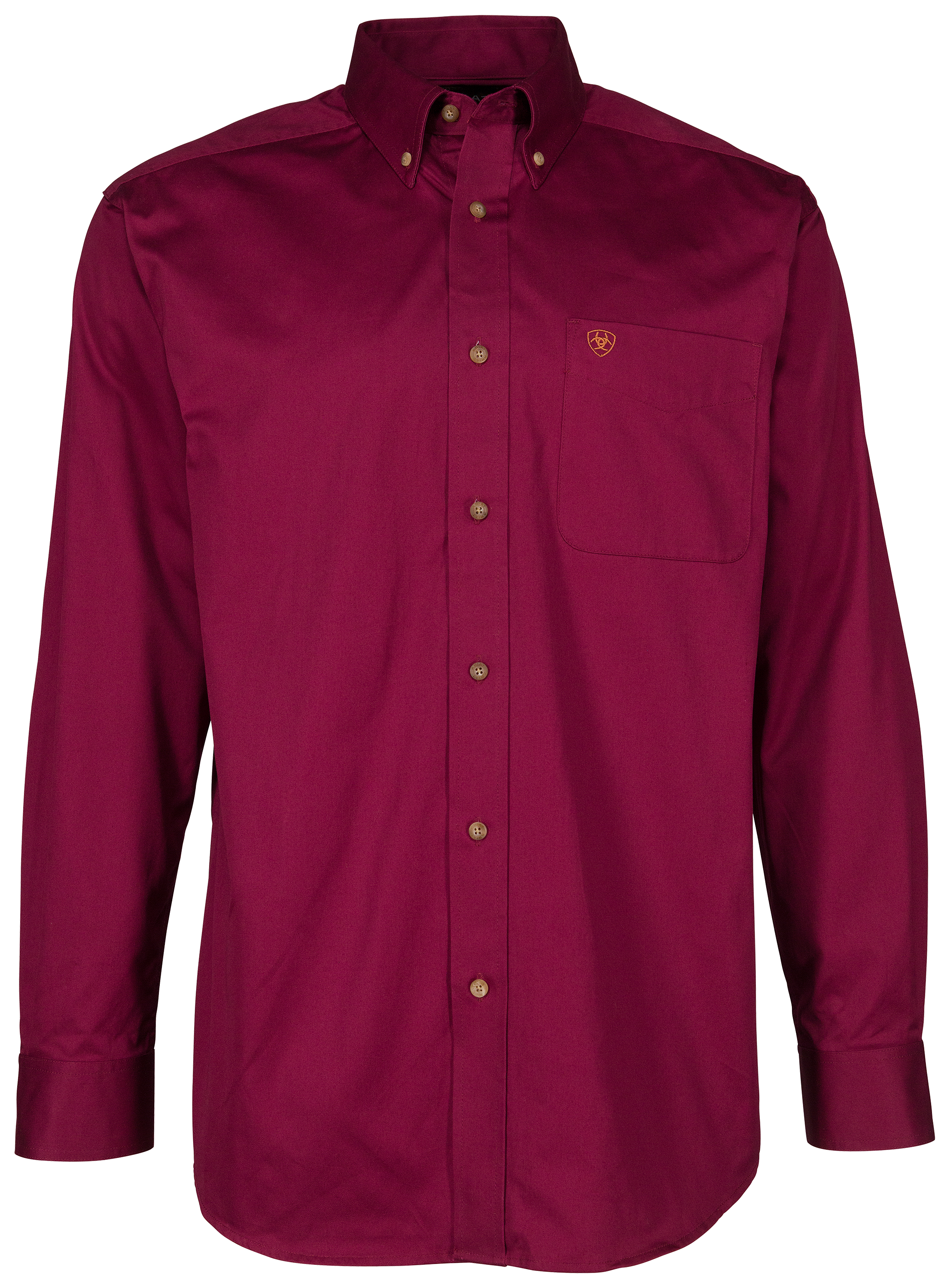 Ariat Solid Twill Classic Fit Long-Sleeve Shirt for Men - Burgundy - L - Ariat