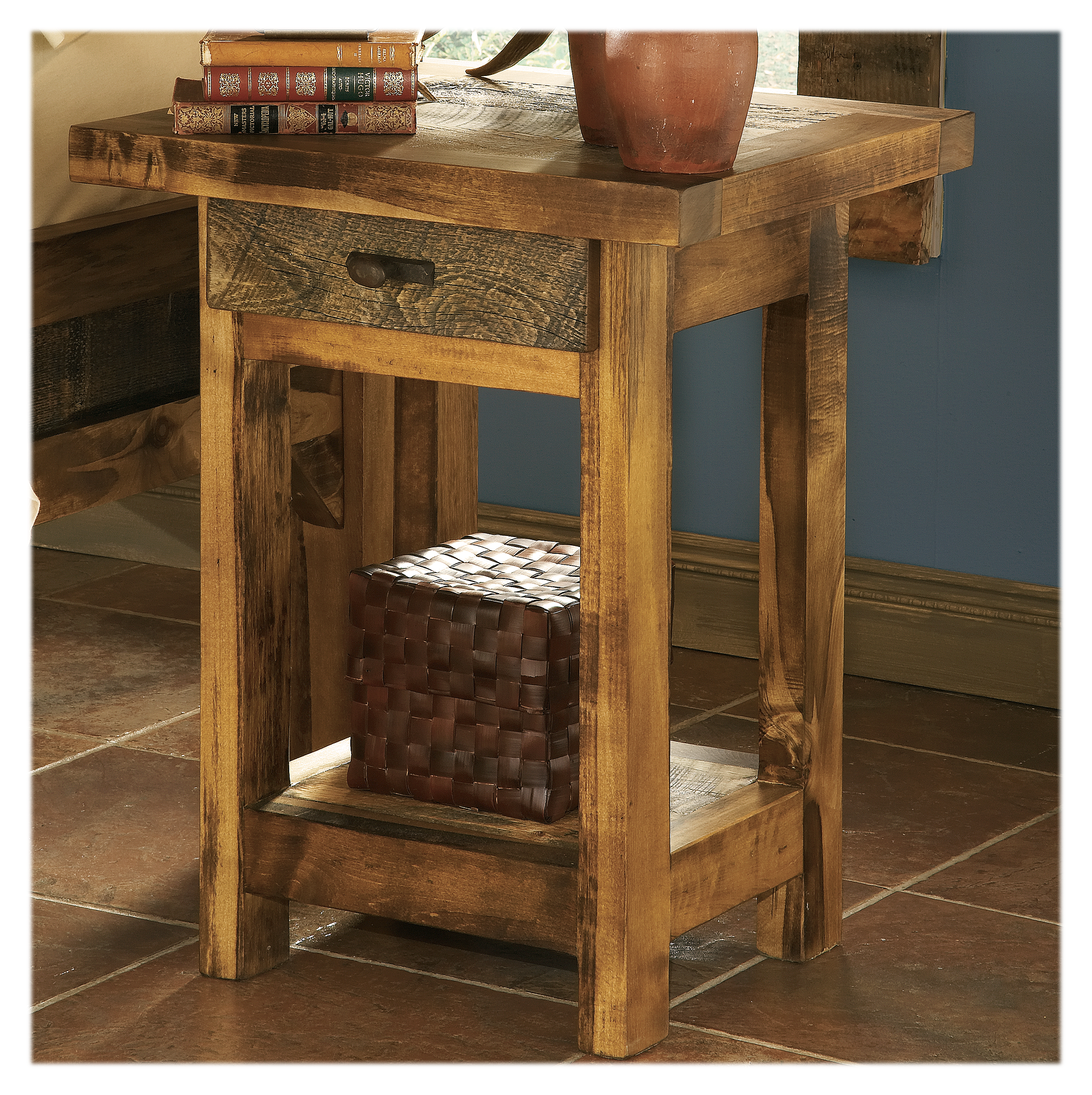 Mountain Woods Furniture Wyoming Furniture Collection Rustic Wood 1-Drawer 