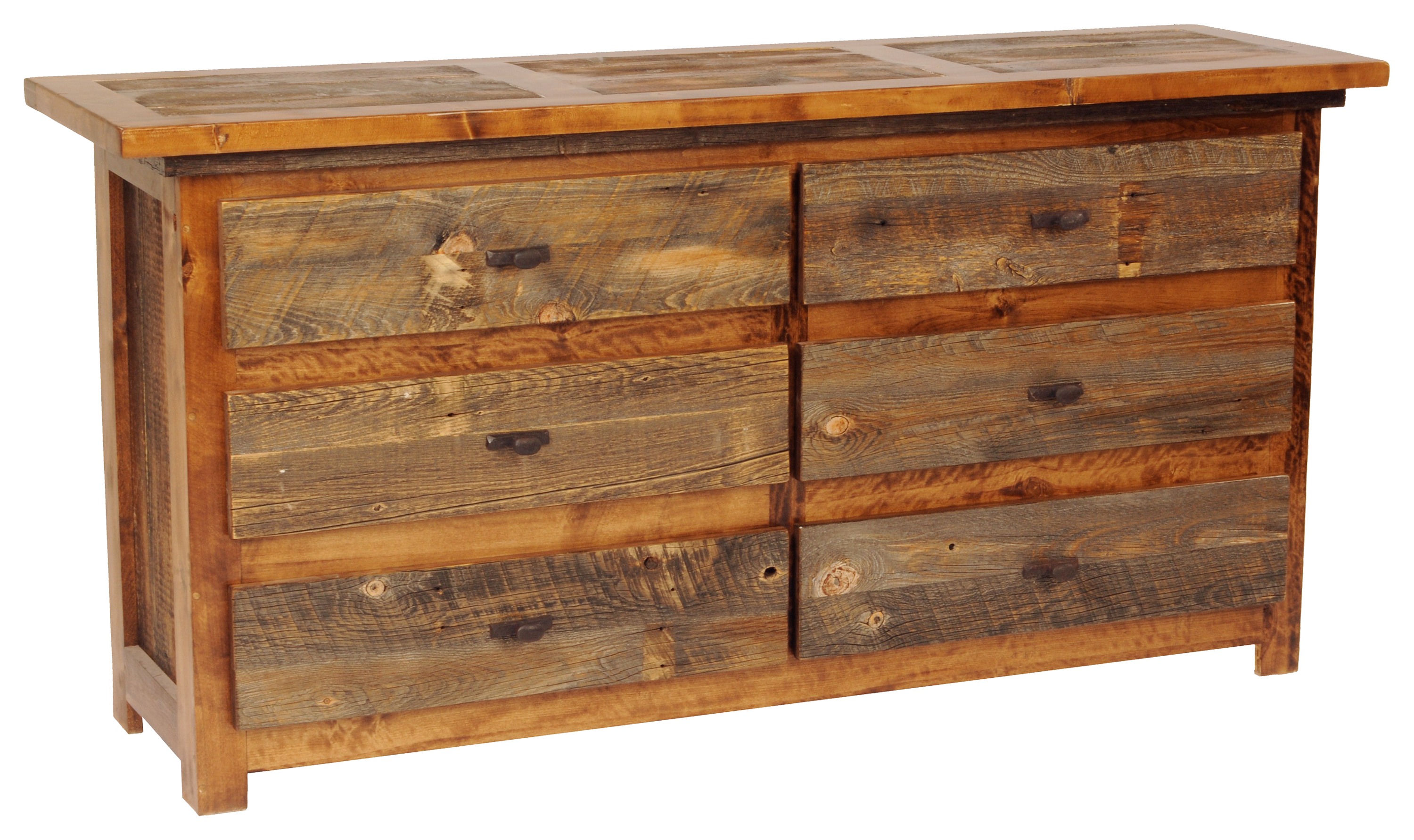 Mountain Woods Furniture Wyoming Collection Rustic Wood Six-Drawer Dresser