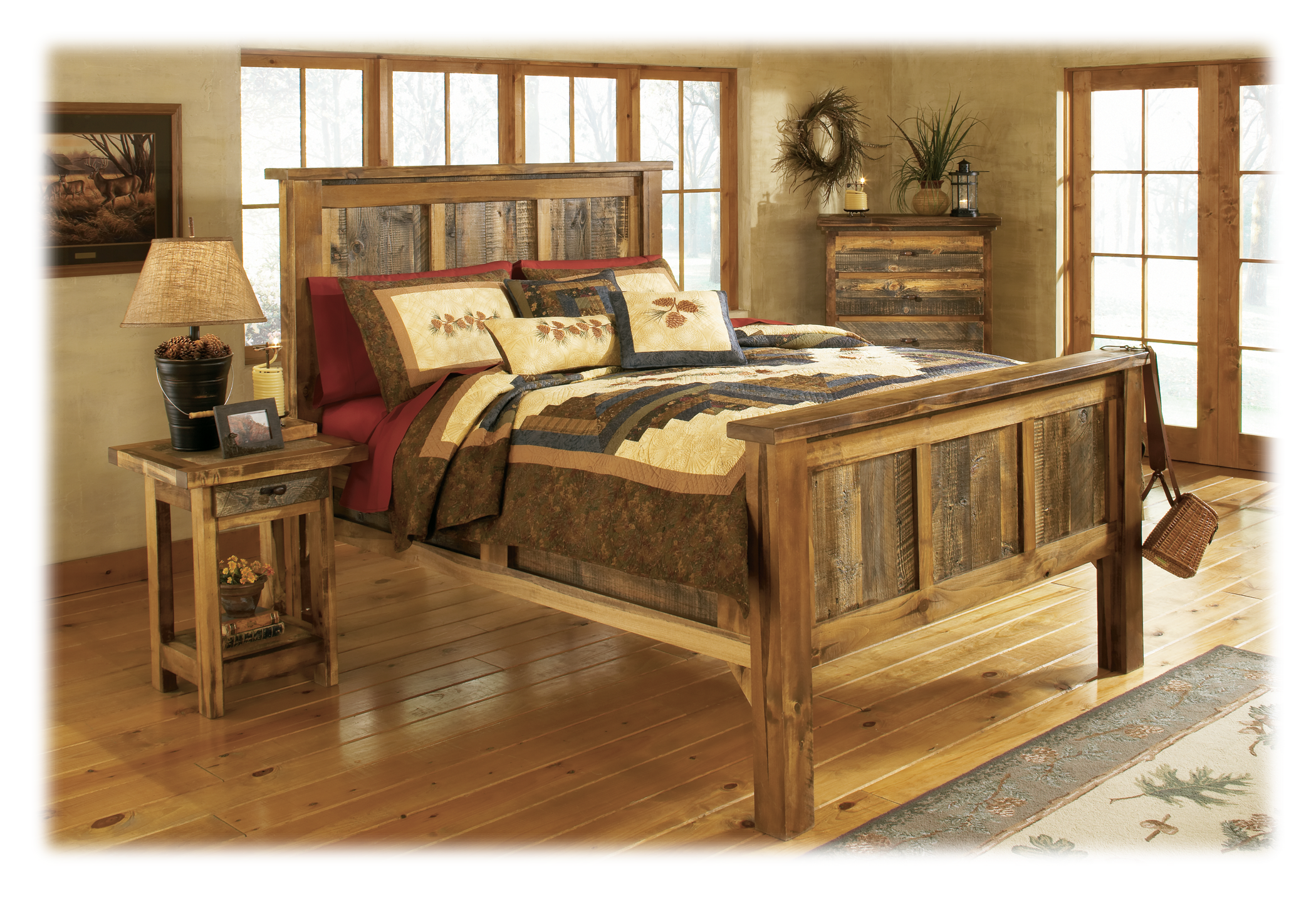 Mountain Woods Furniture The Wyoming Collection Rustic Wood Bed - Queen