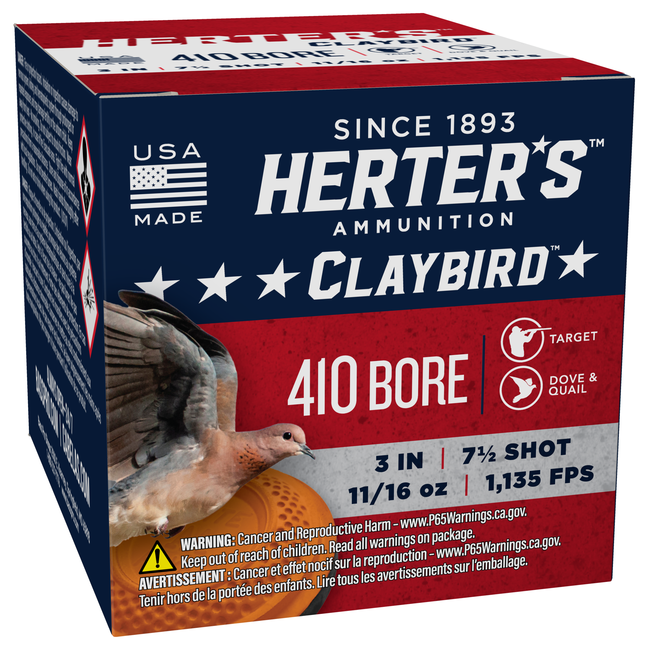 Herter's Dove &Quail Shotgun Shells - .410 Gauge - #7.5 - 25 Rounds - Herter's