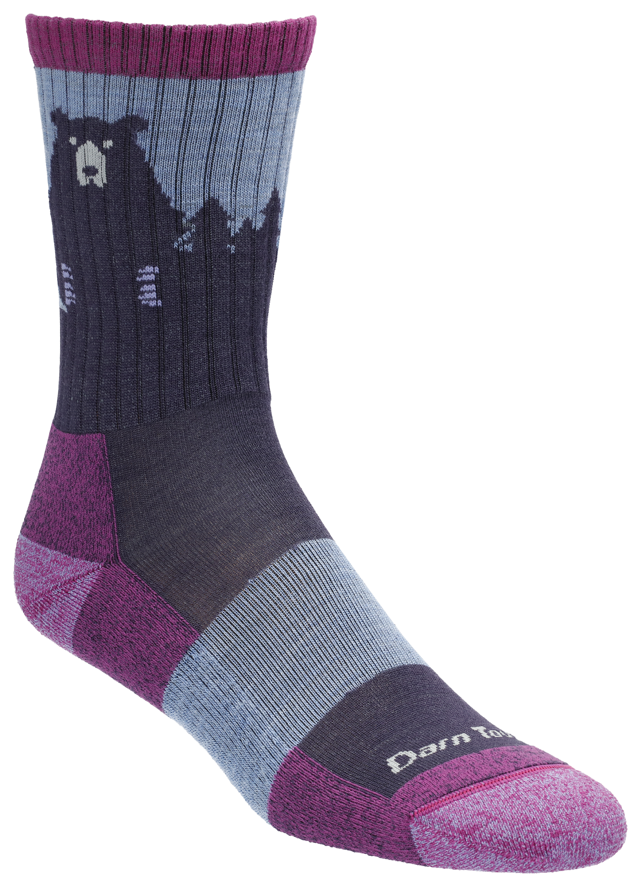 Darn Tough Bear Town Light Hiker Micro Crew Wool Socks for Ladies - Purple 