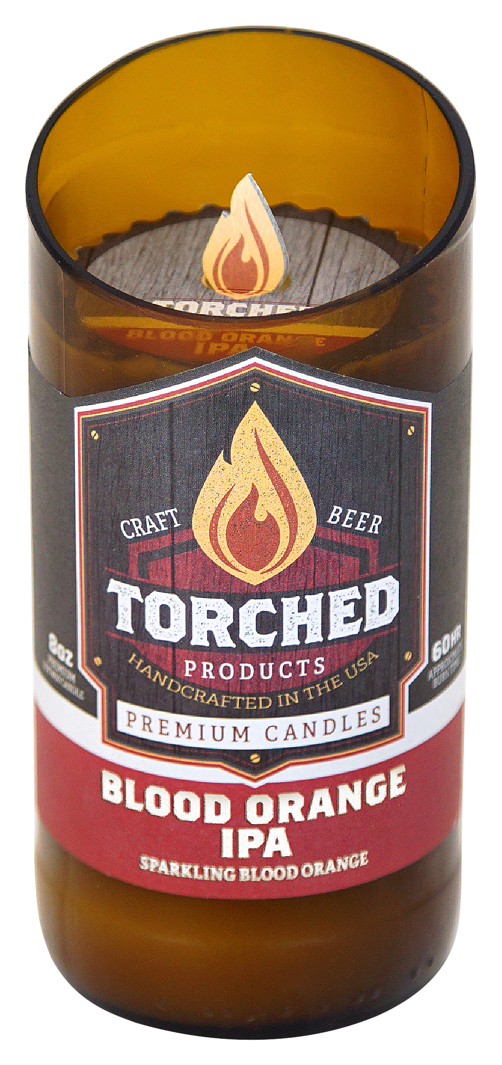 Torched Products Blood Orange IPA Beer Bottle Candle