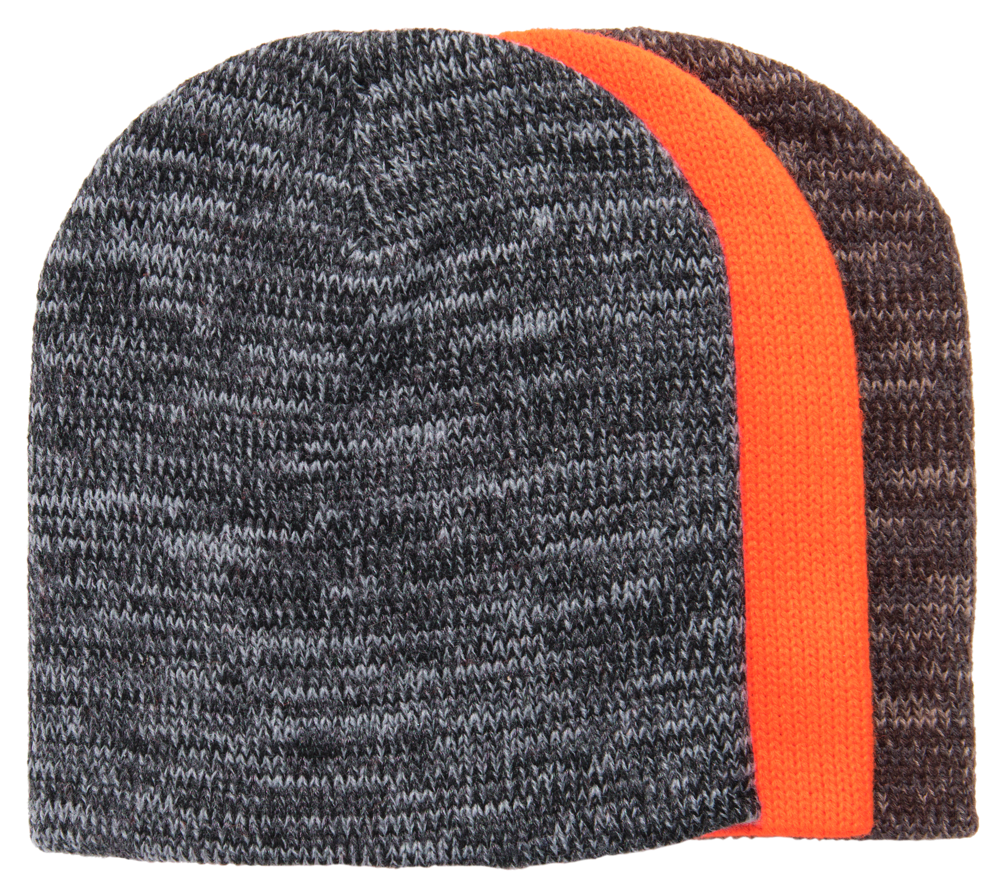 MUK LUKS Beanie Set 3-Pack - Black/Orange/Brown