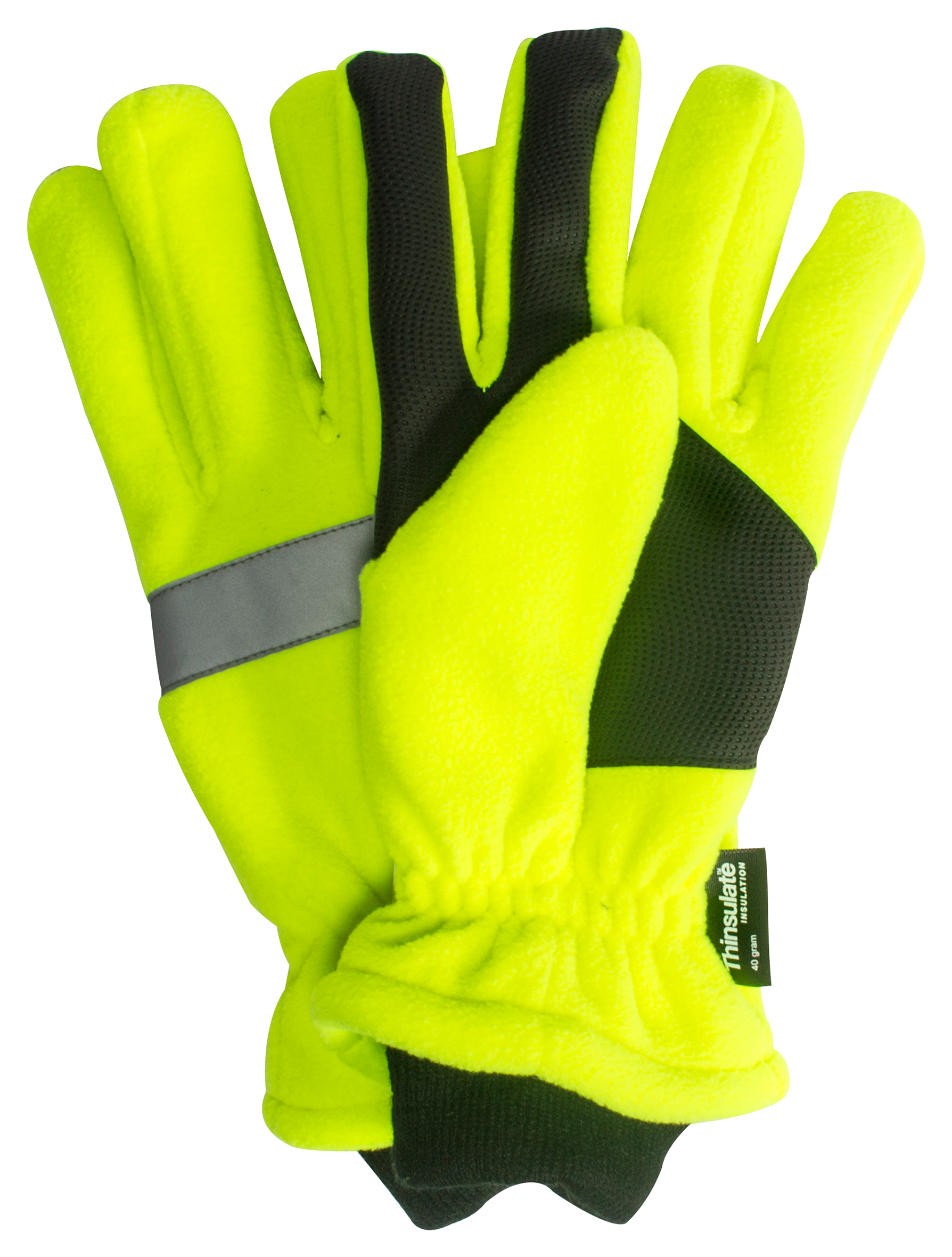 Image of QuietWear High-Vis Fleece Gloves for Men - High-Vis Green - L