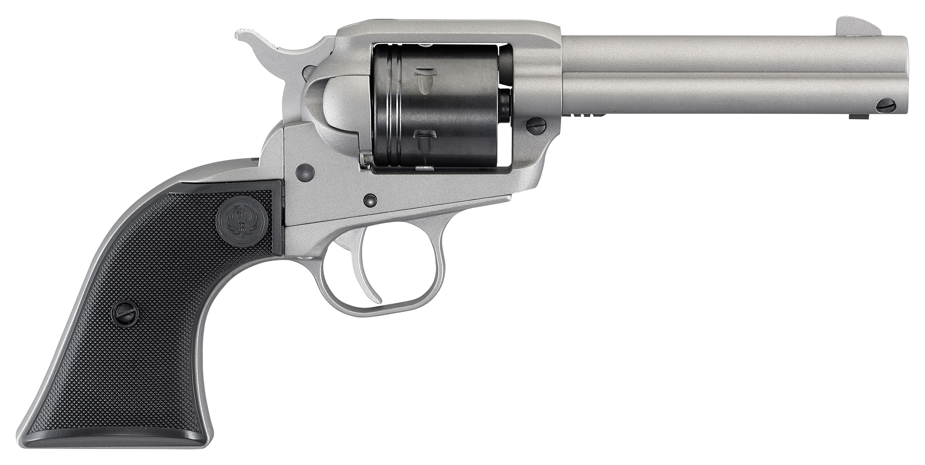 Ruger Wrangler SingleAction Rimfire Revolver with Silver Cerakote Finish  22 LR  462 Barrel  Black