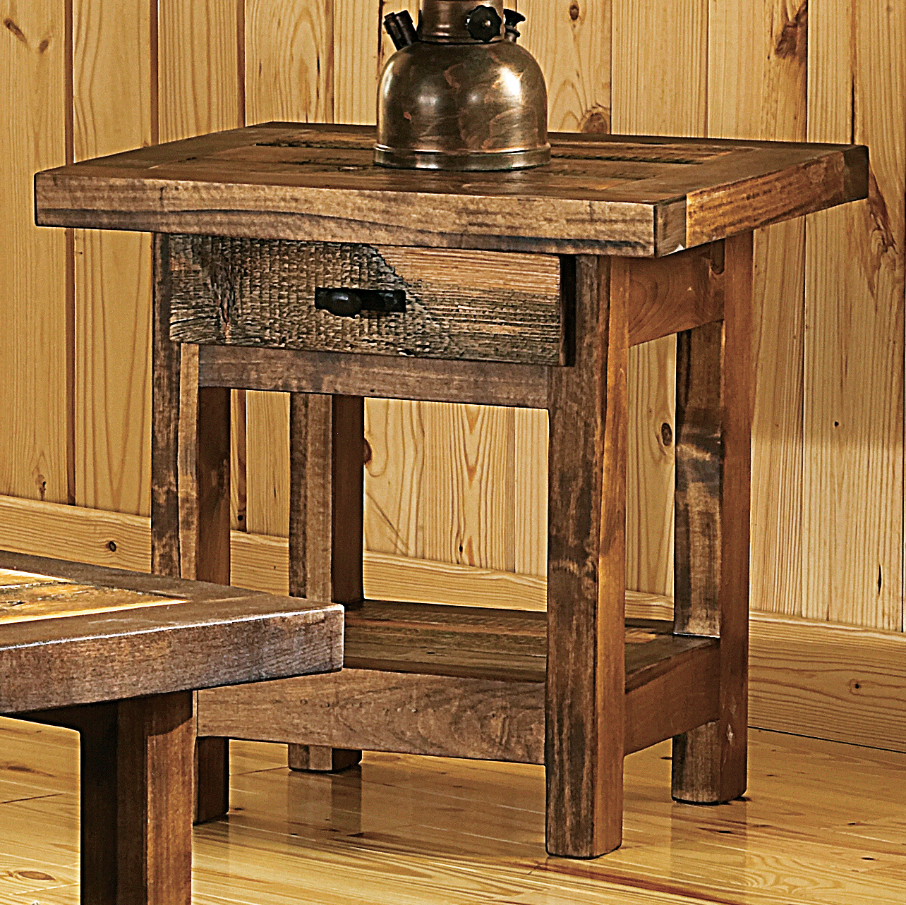 Mountain Woods Furniture Wyoming Collection End Table with Drawer - Bronze