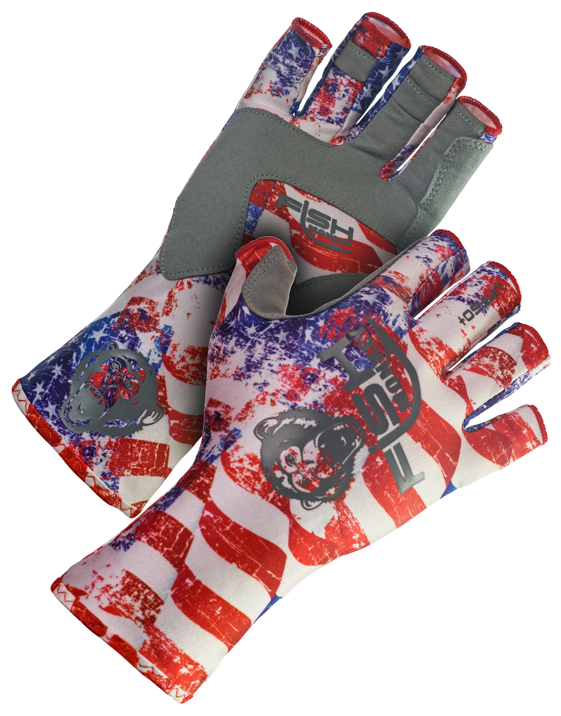 Fish Monkey Half Finger Guide Gloves - Americana - M