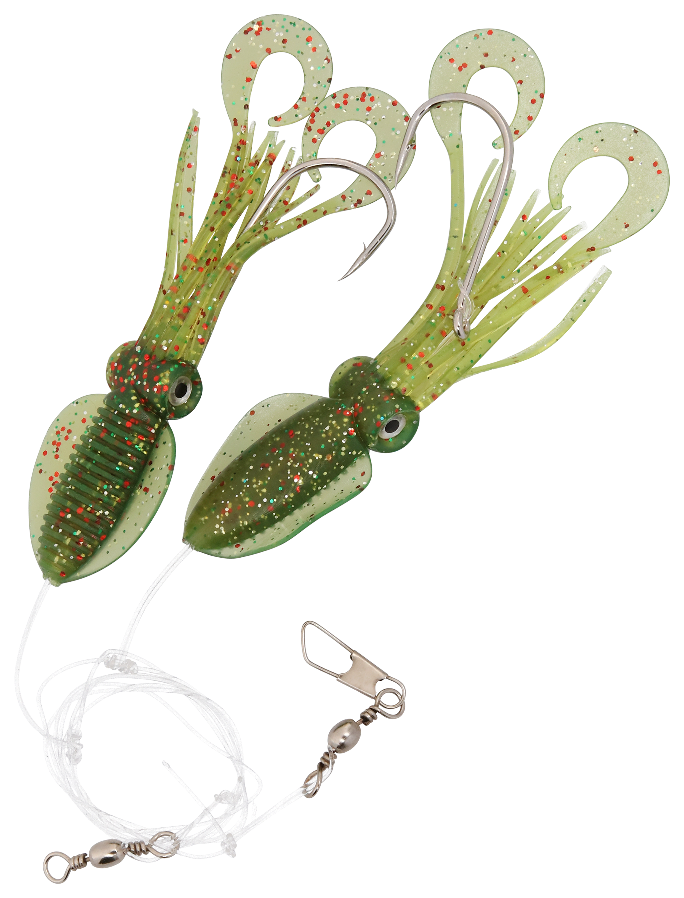P-line Twin Tail Squid Rig - 36' - Motor Oil Glitter