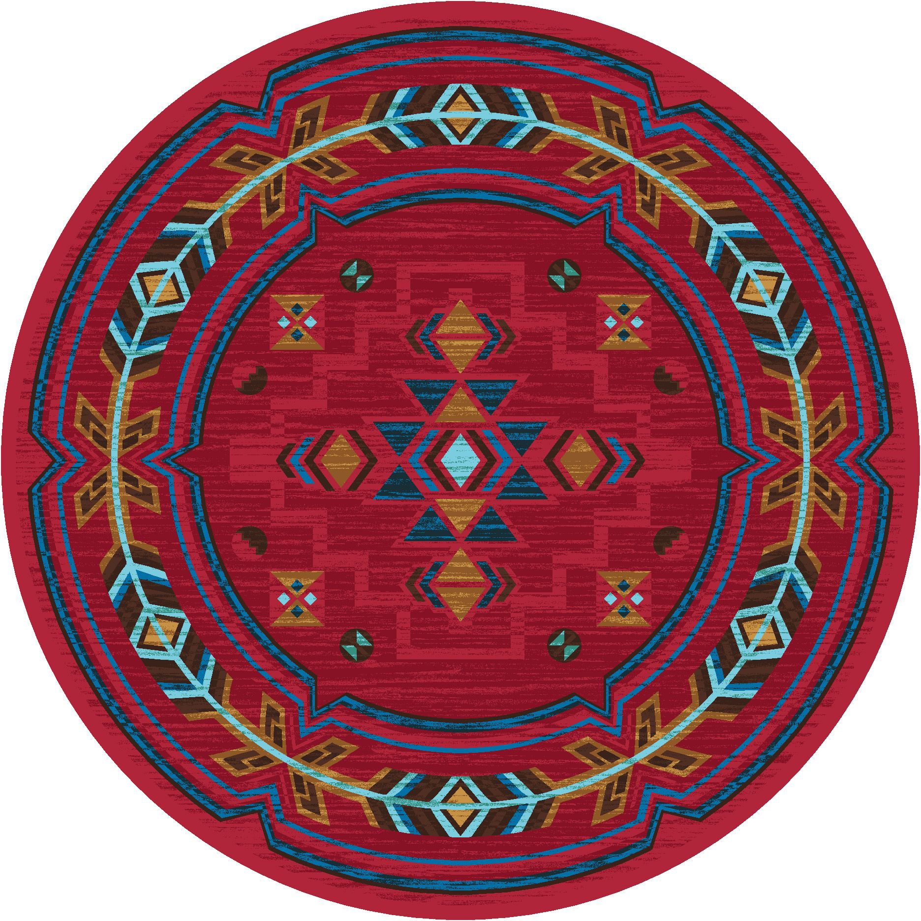 American Dakota Buckhorn Area Rug - Red - 8 Round