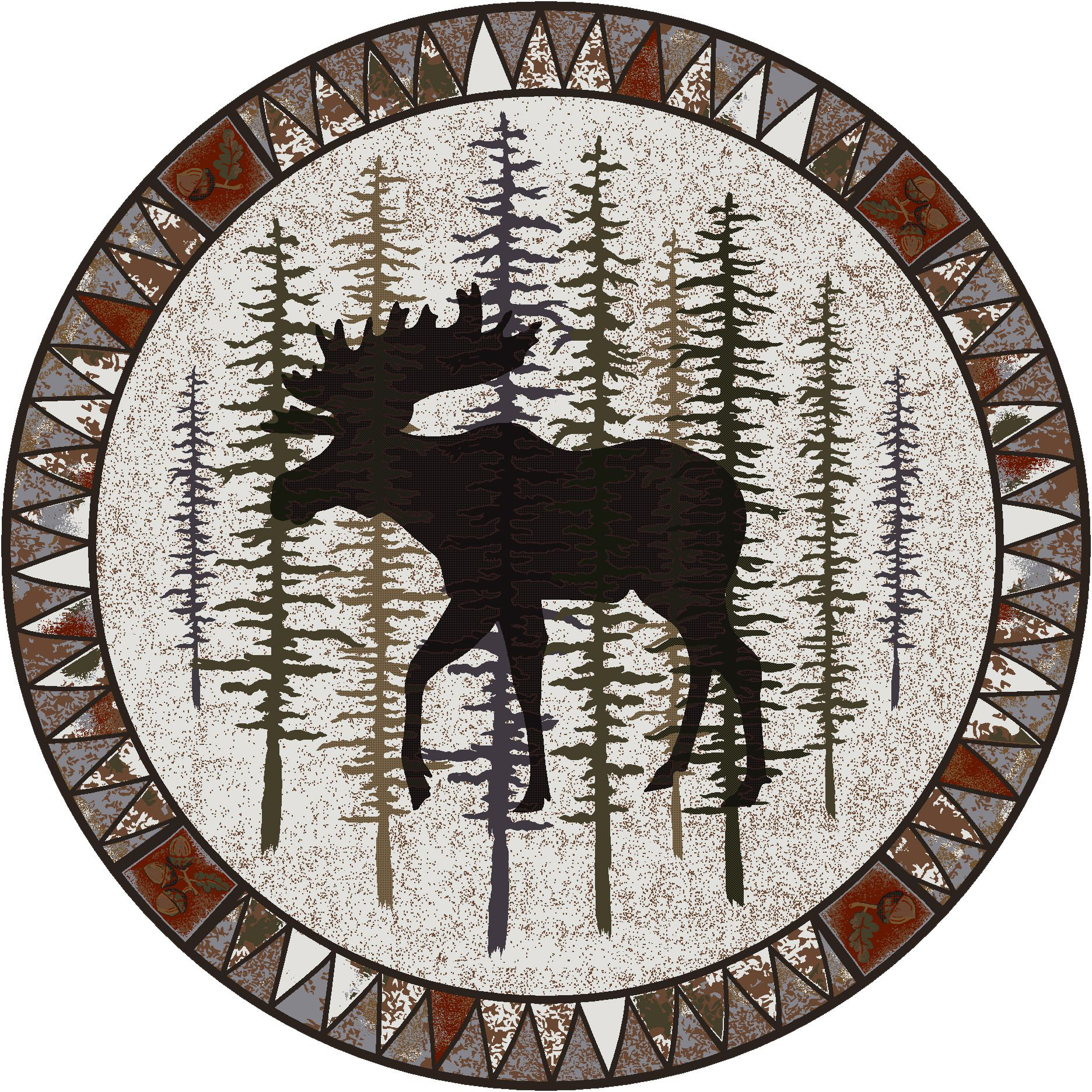 American Dakota Back Country Moose Area Rug - 8 Round