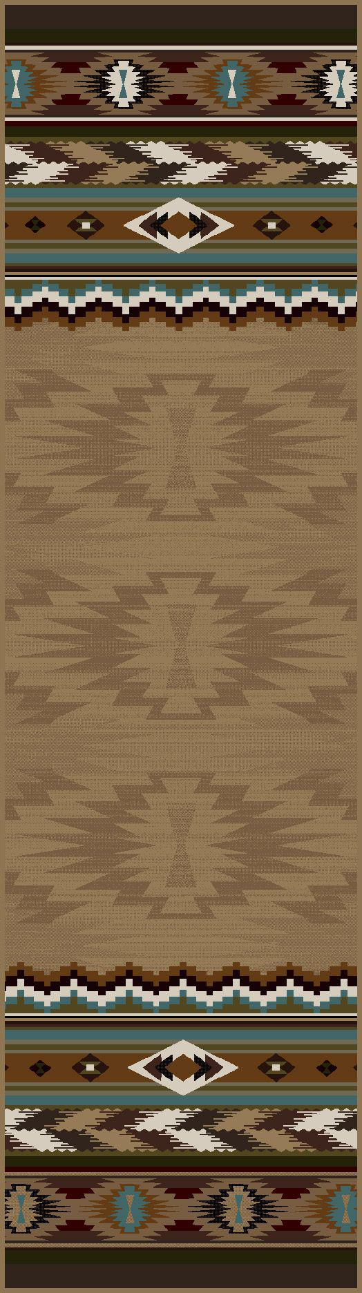 American Dakota Cinnabar Star Area Rug - Tan -  2 x 8